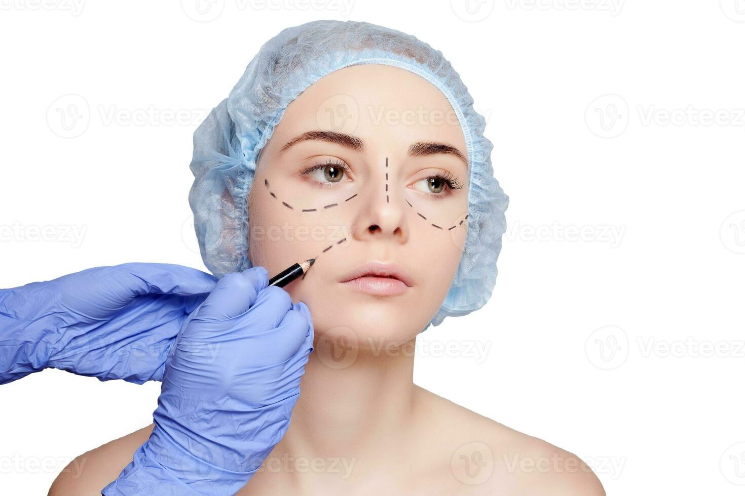 magnifique Jeune femme perforation lignes Plastique chirurgie opération photo