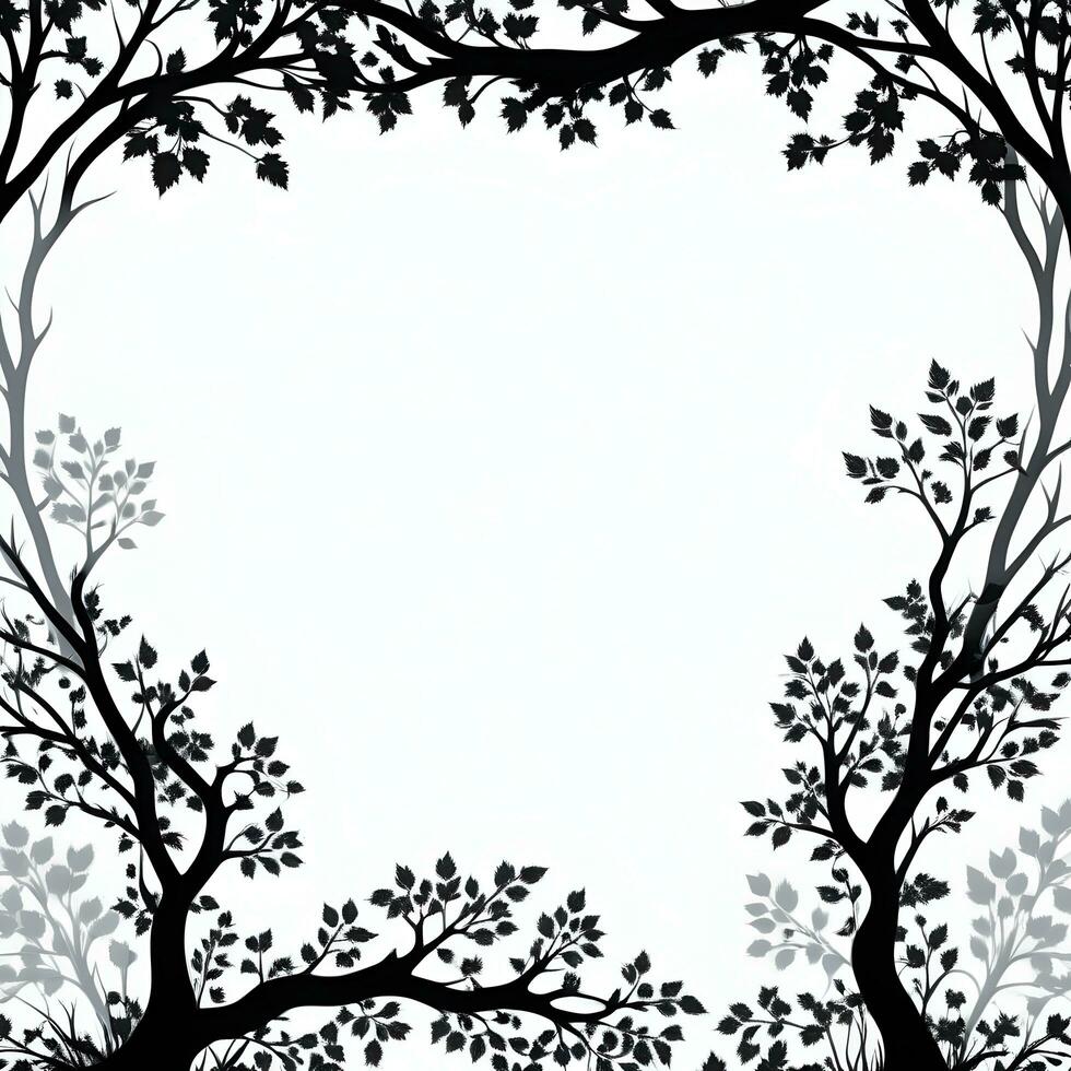 ai généré arbre silhouette frontière Cadre illustration photo