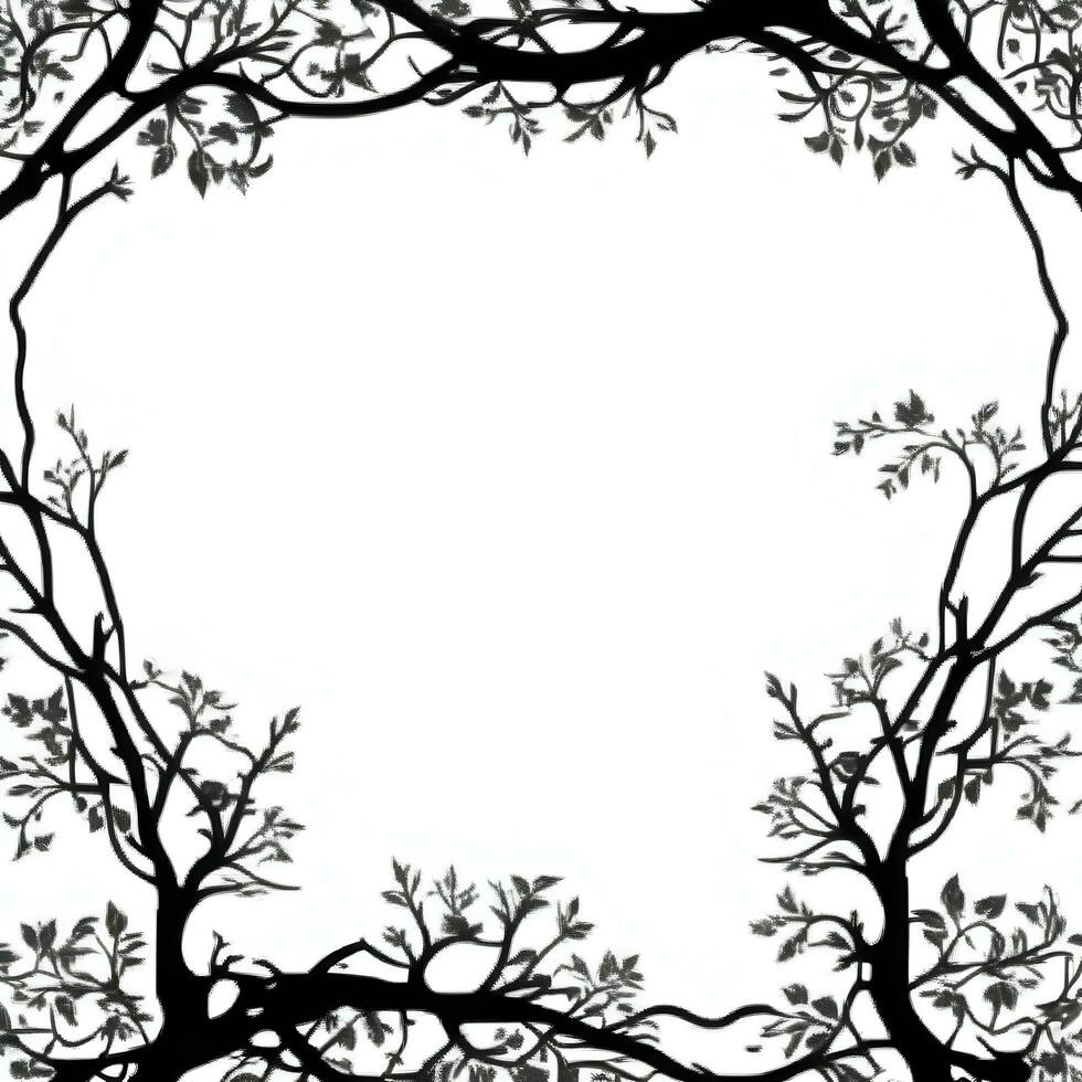 ai généré arbre silhouette frontière Cadre illustration photo