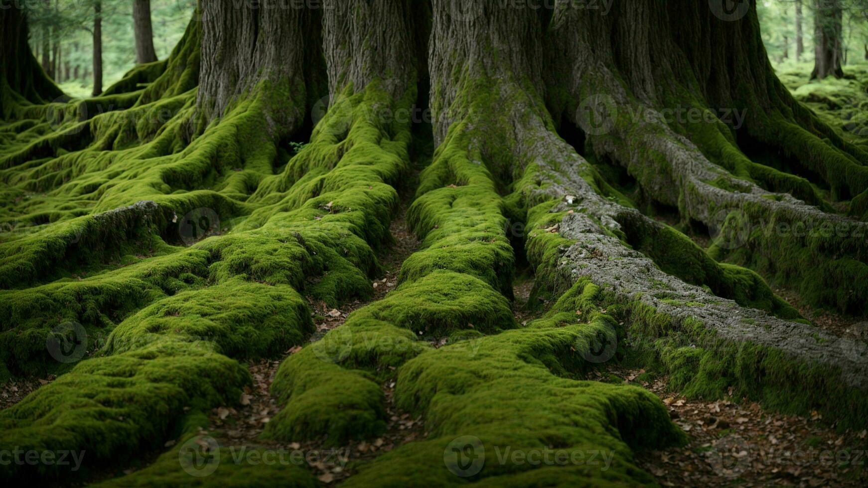 ai généré représenter le symphonie de textures dans le écorce de un ancien vert arbre, chaque fente récit une récit de des siècles disparu par. photo