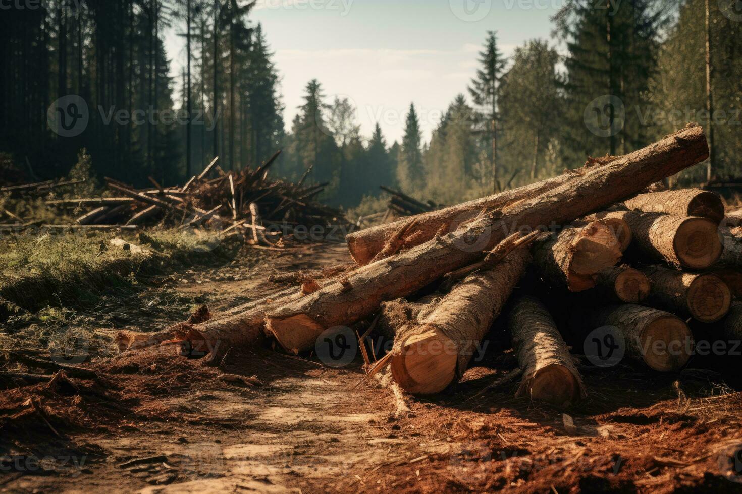 ai généré bois récolte travail du bois industrie photo