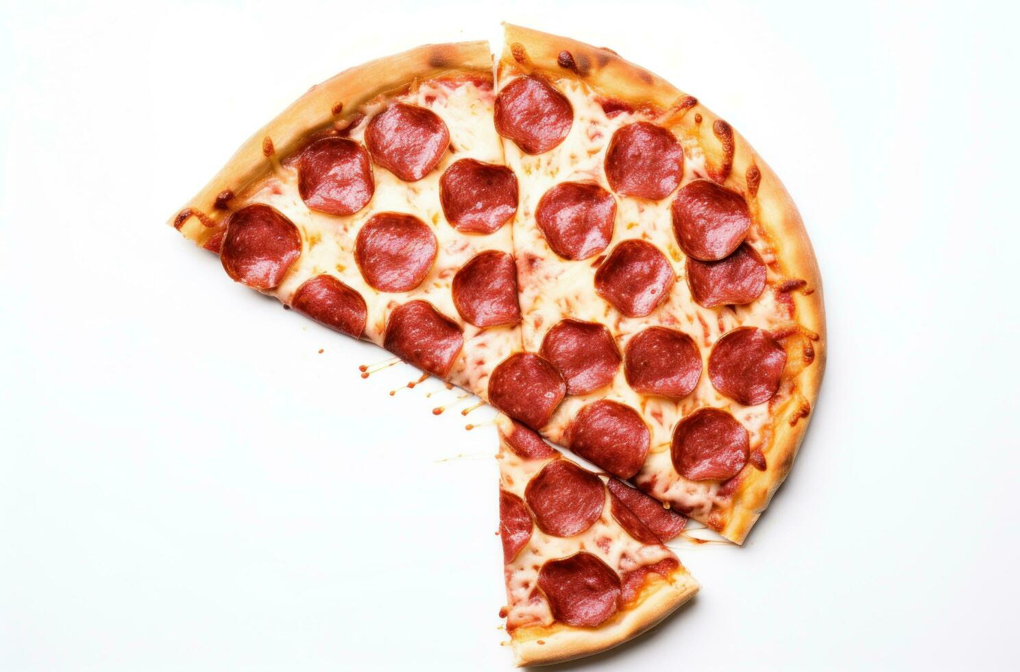 ai généré une Pizza avec pepperoni sur une blanc Contexte. photo