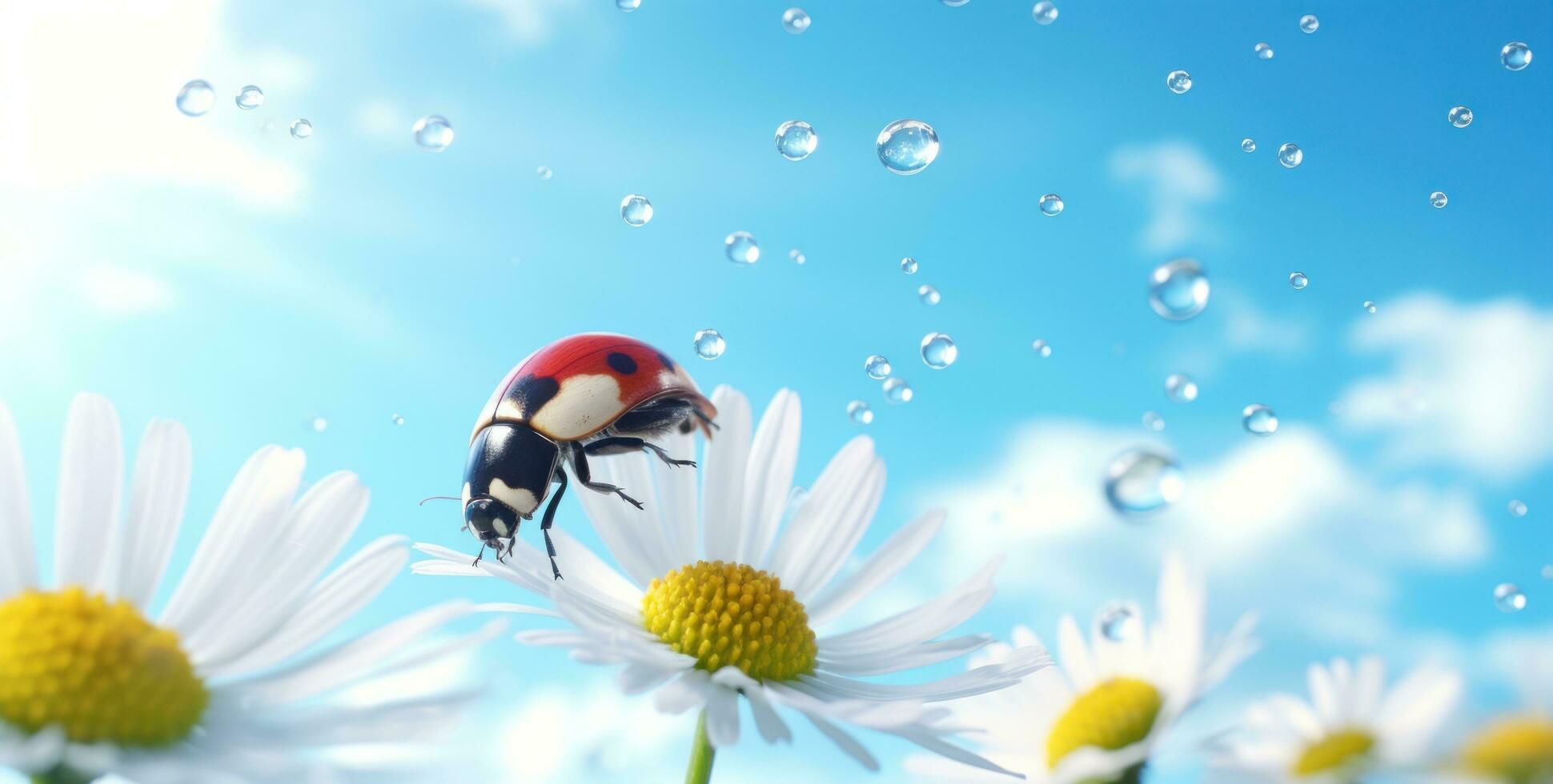 ai généré une coccinelle sur une Marguerite, photo