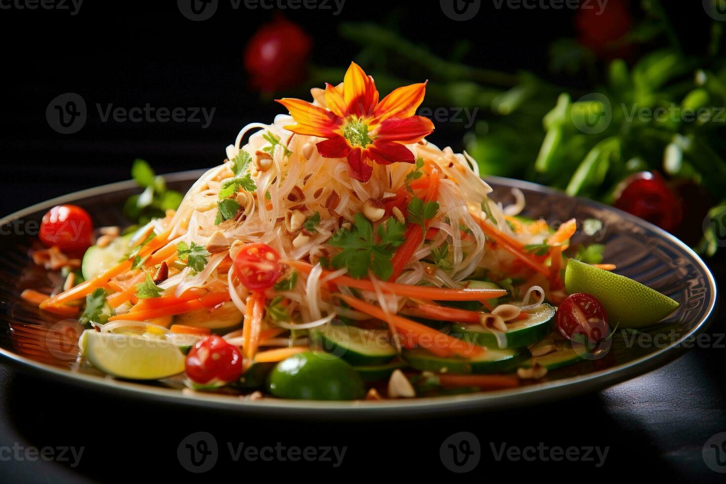 ai généré une classique thaïlandais plat som tum Papaye salade photo