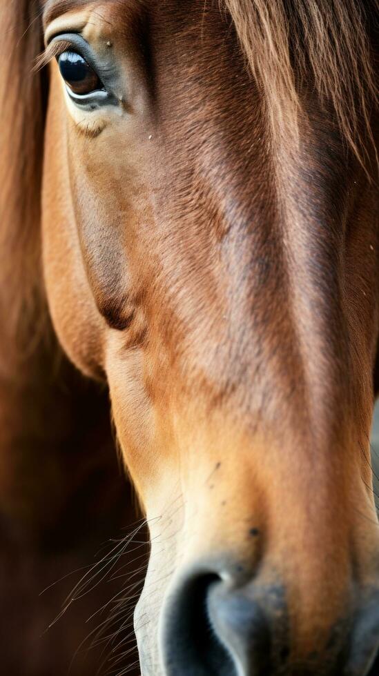 ai généré doux marron cheval, avec doux yeux et une curieuse expression photo
