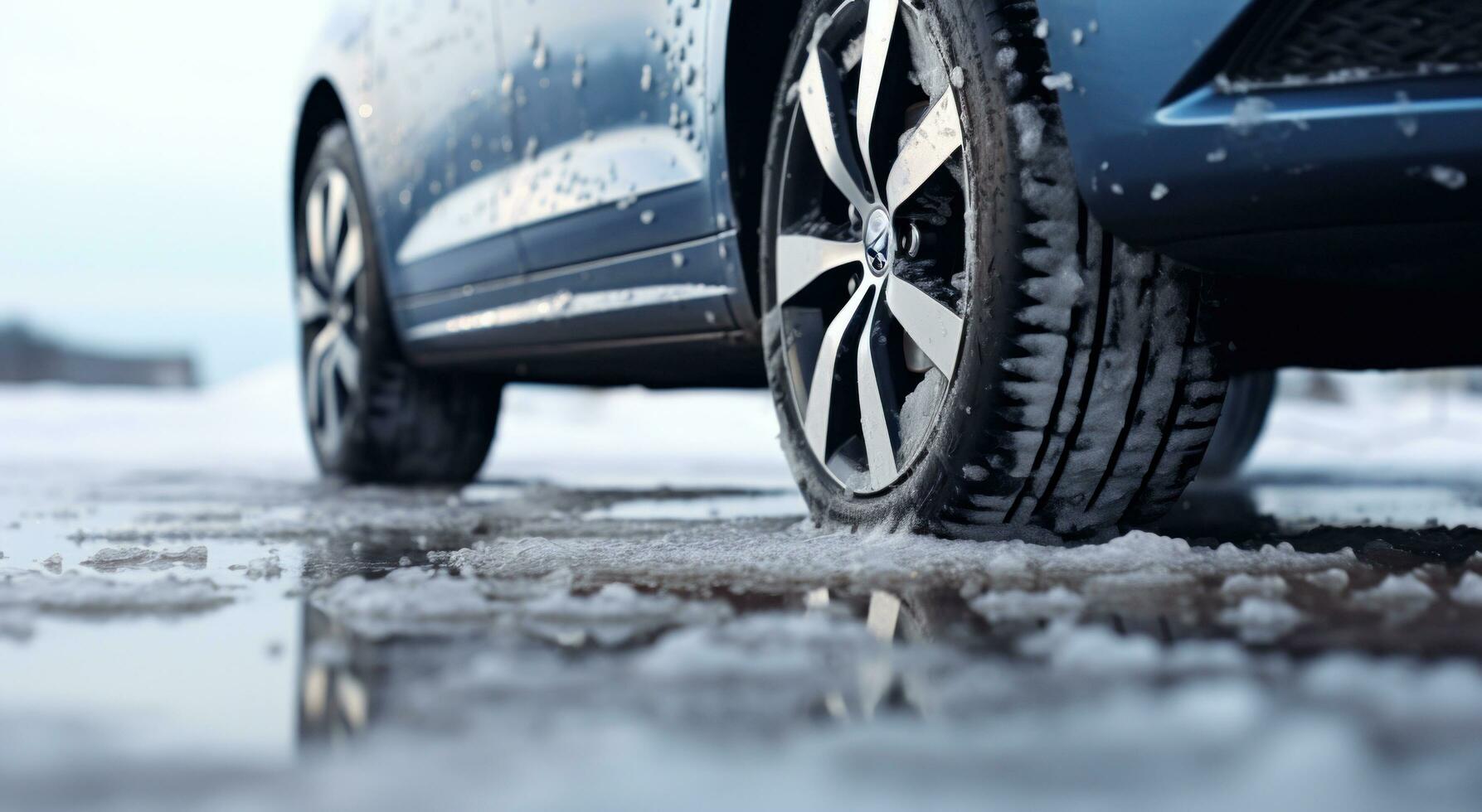 ai généré nappe hiver voiture pneu scène isolé sur blanc neige photo