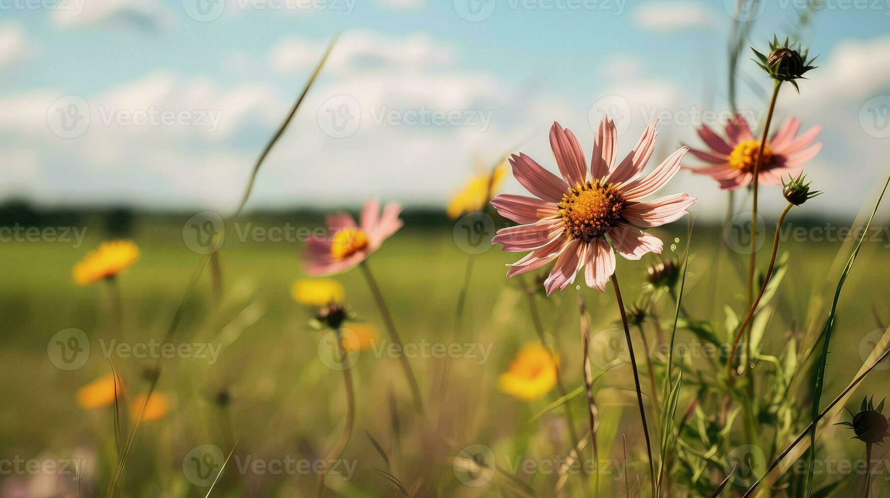 ai généré les prairies prairies paysage proche photo