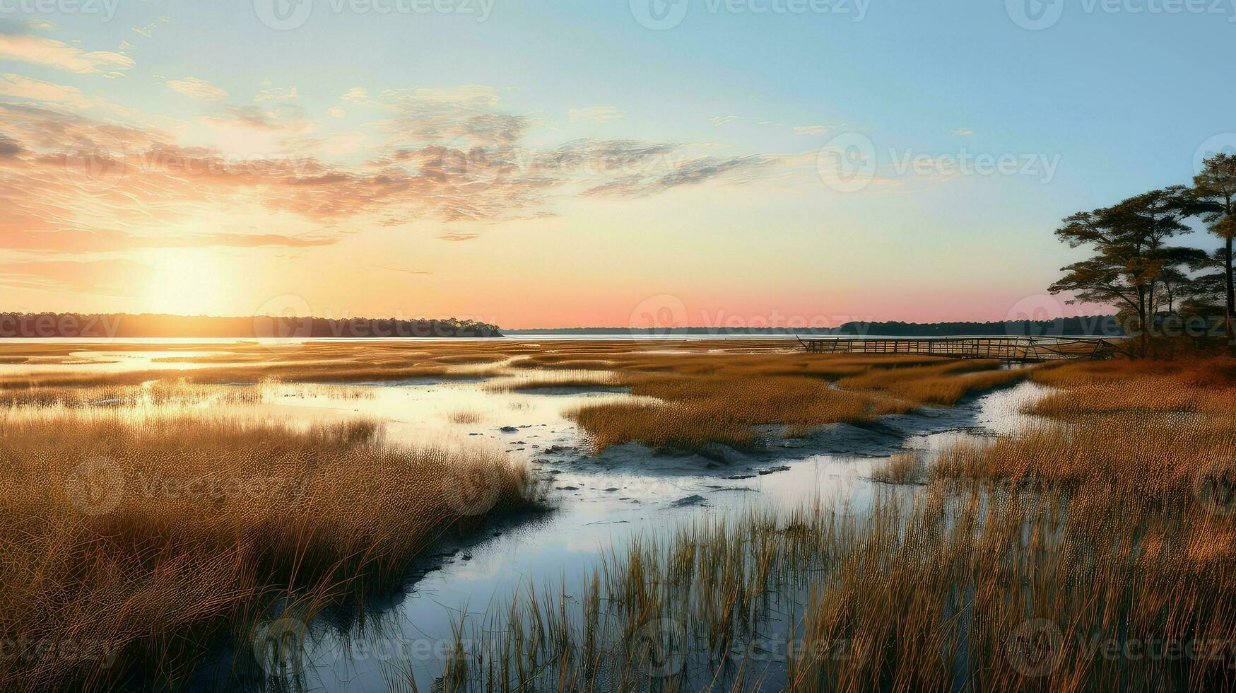 ai généré estuaire sel le marais paysage photo