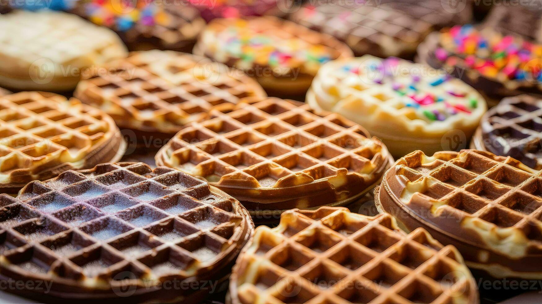 ai généré sucré tranche gaufre nourriture photo