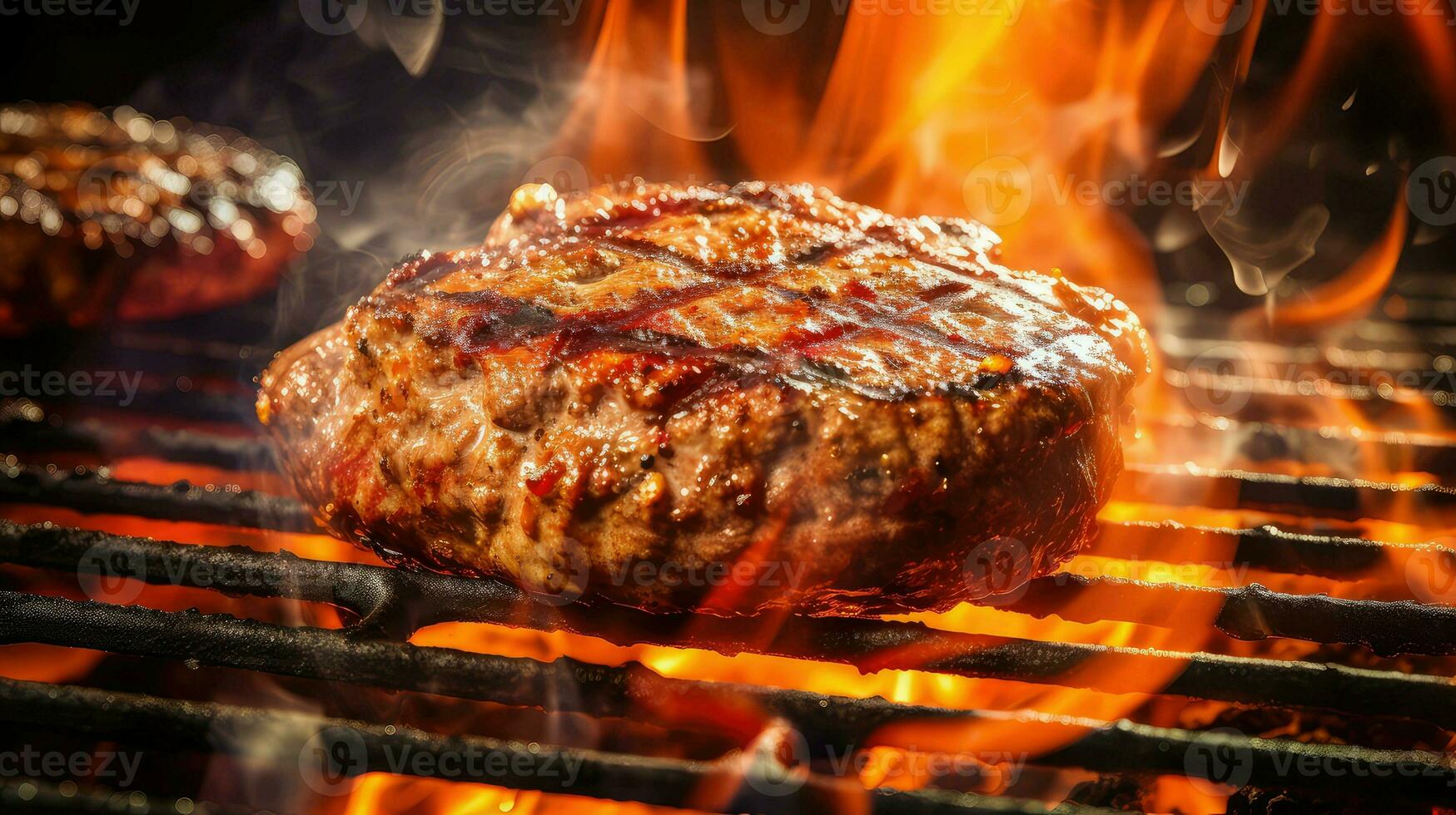 ai généré fumée Viande un barbecue nourriture photo