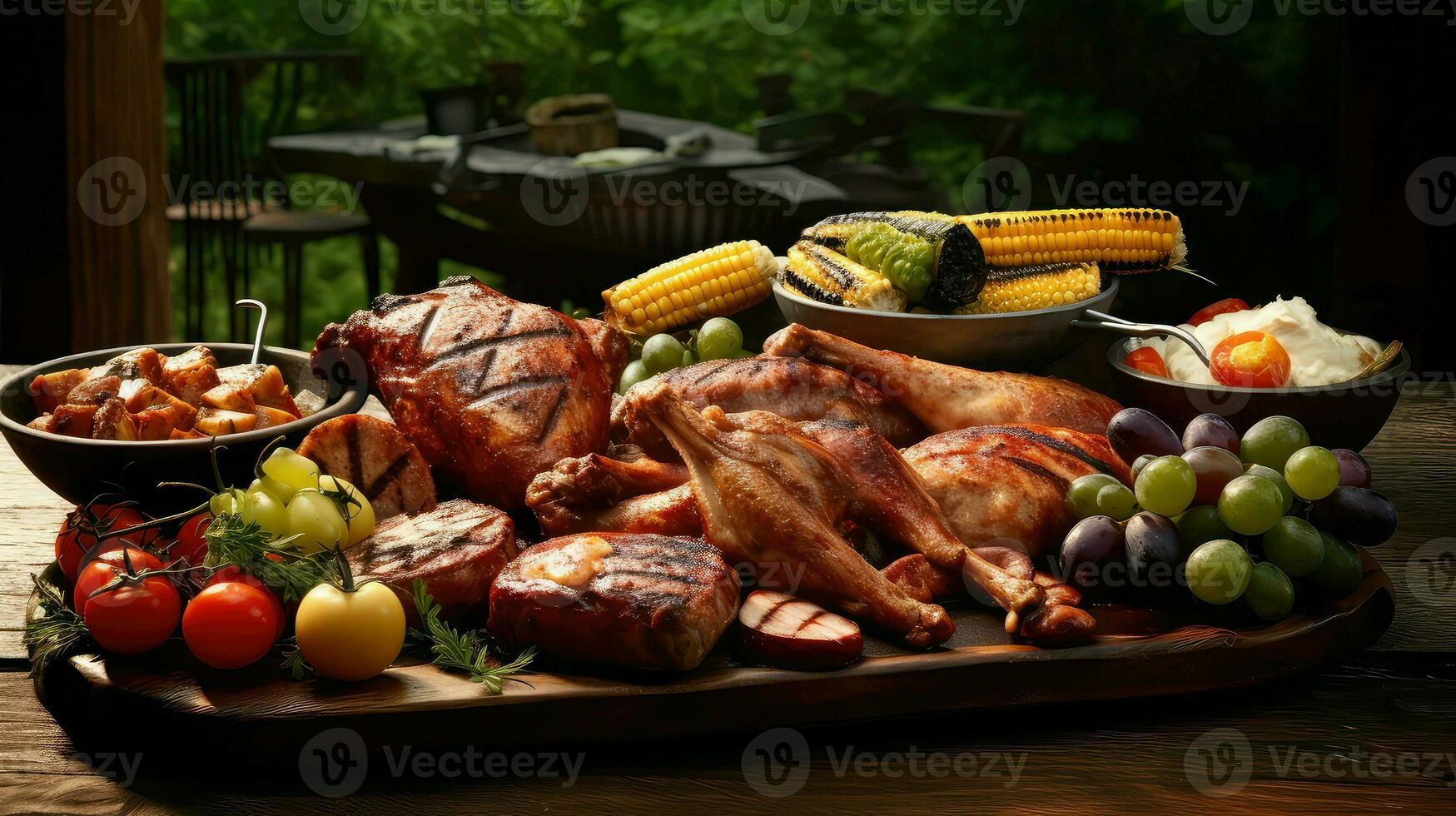 ai généré pointe de poitrine rustique un barbecue nourriture photo