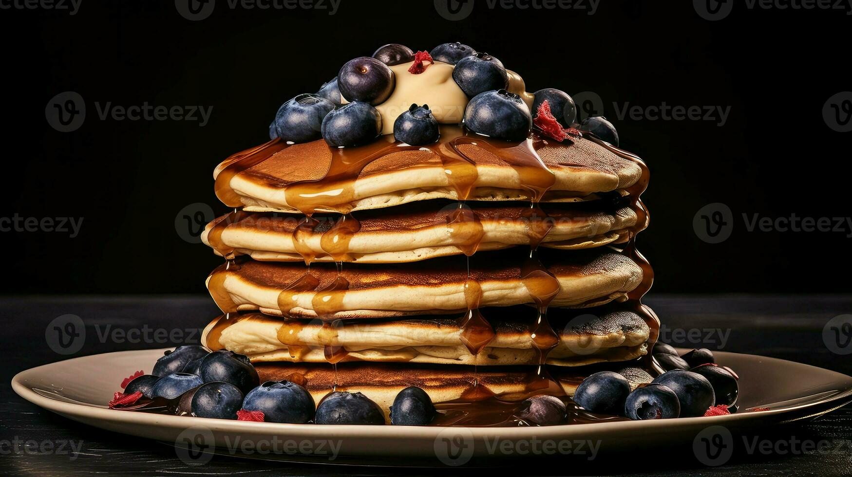 ai généré petit déjeuner empiler crêpe nourriture photo