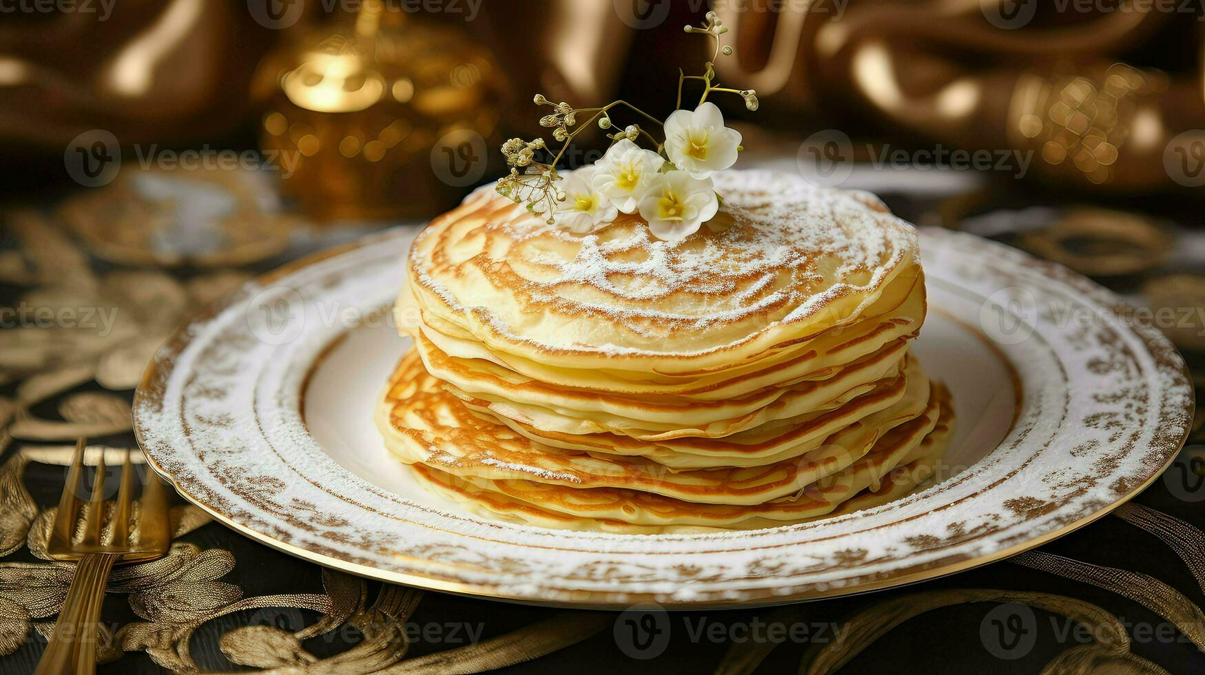 ai généré délicieux d'or crêpe nourriture photo