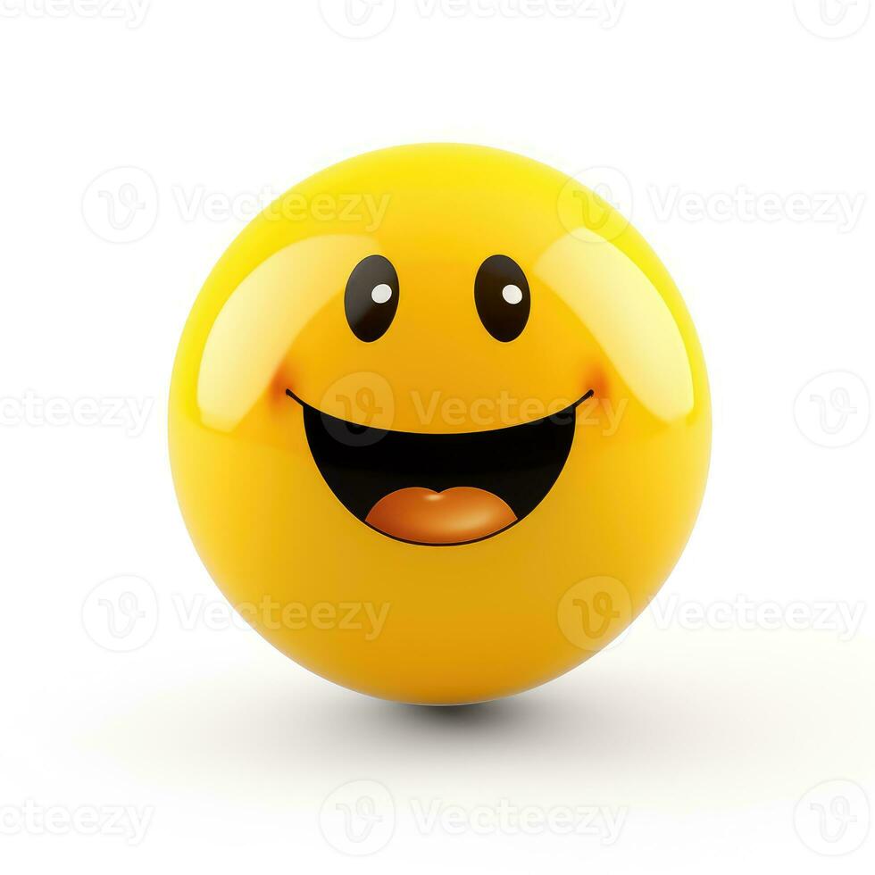 ai généré souriant Jaune émoticône visage emoji isolé sur blanc Contexte photo