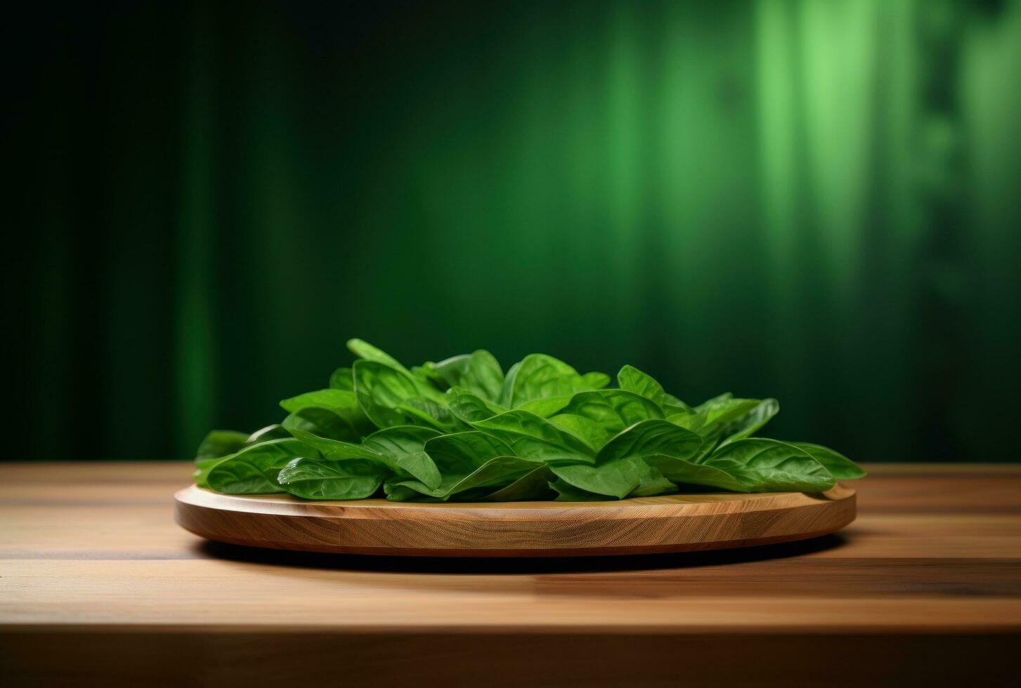 ai généré Frais légumes verts sur une en bois plat photo