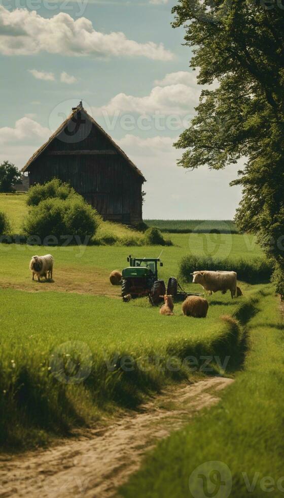 ai généré une tapisserie de rural la vie explorant le essence de polonais ferme traditions photo