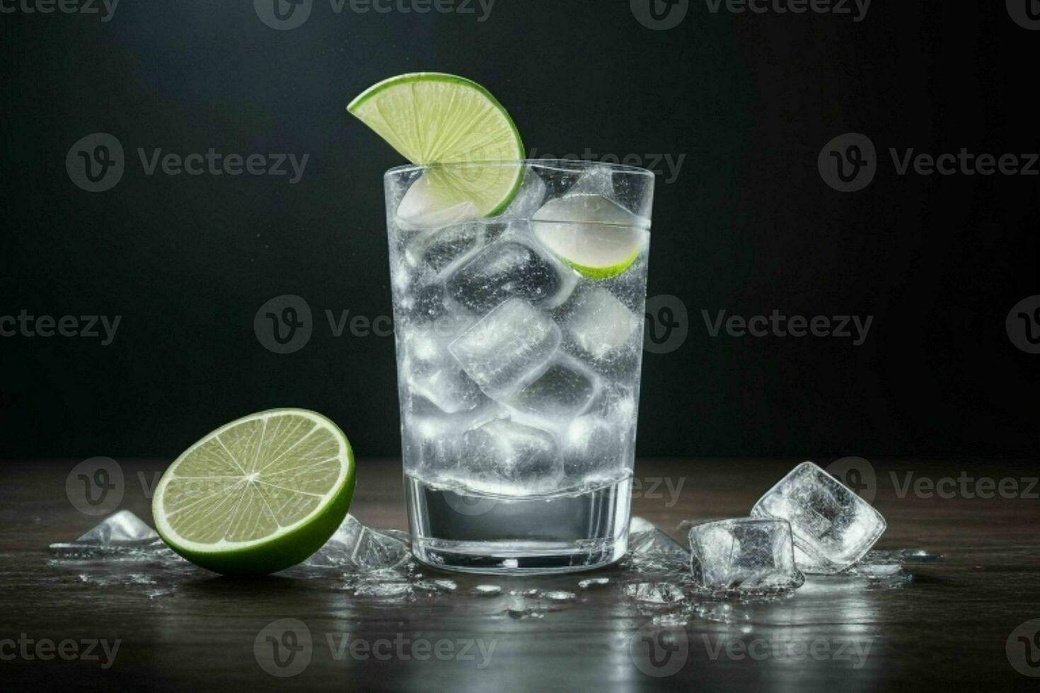 ai généré Gin Tonique éclaboussure avec la glace cubes. pro photo