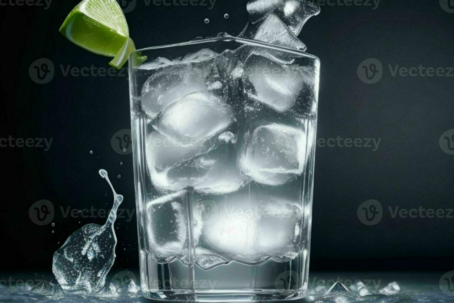 ai généré Gin Tonique éclaboussure avec la glace cubes. pro photo