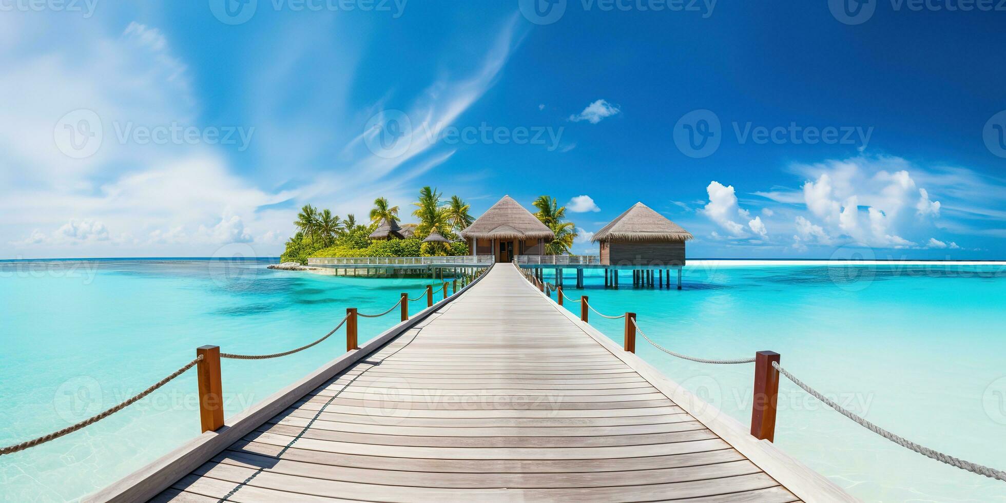 ai généré incroyable panorama paysage de Maldives plage photo