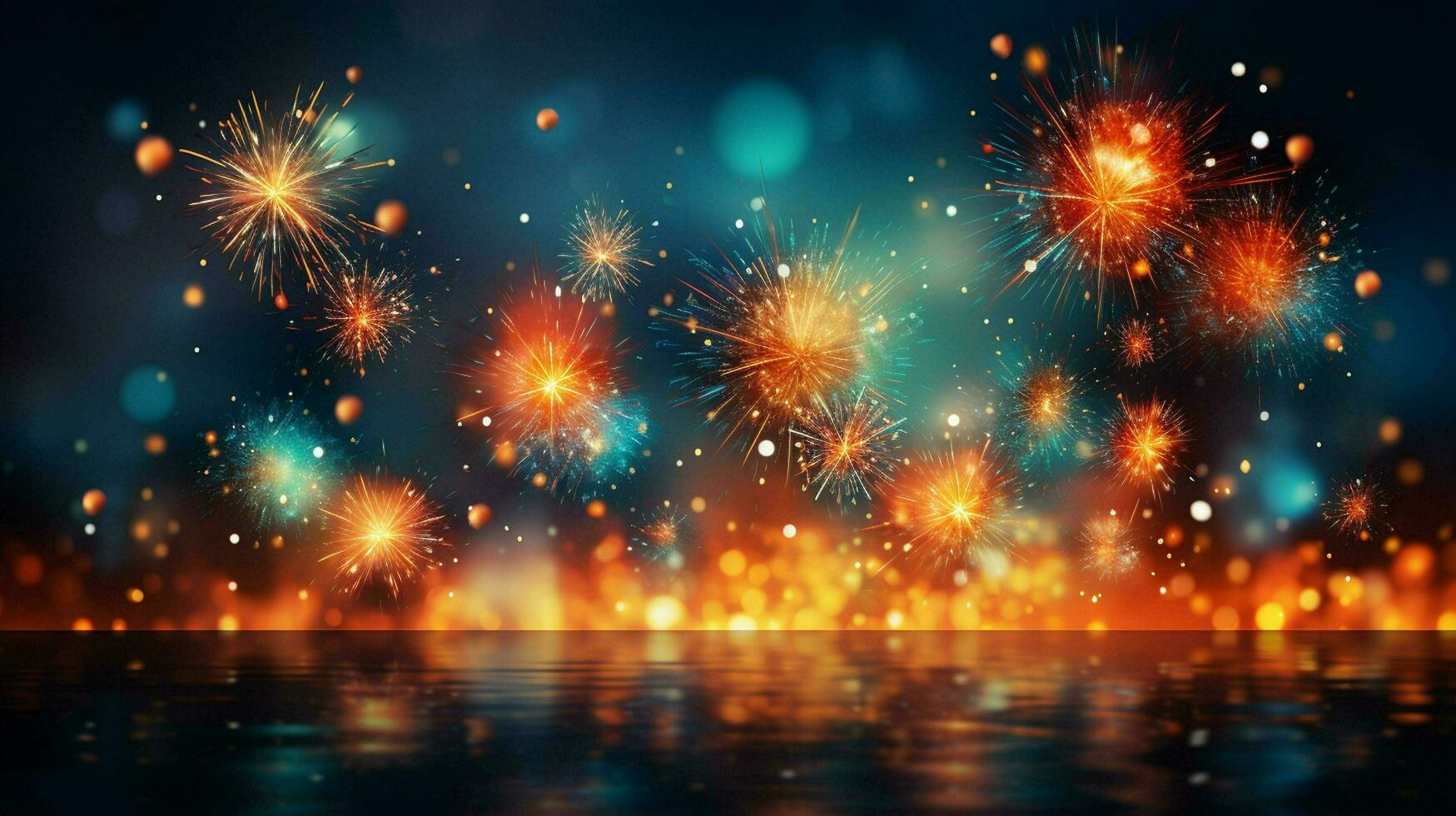 ai généré Nouveau année feu d'artifice Contexte photo