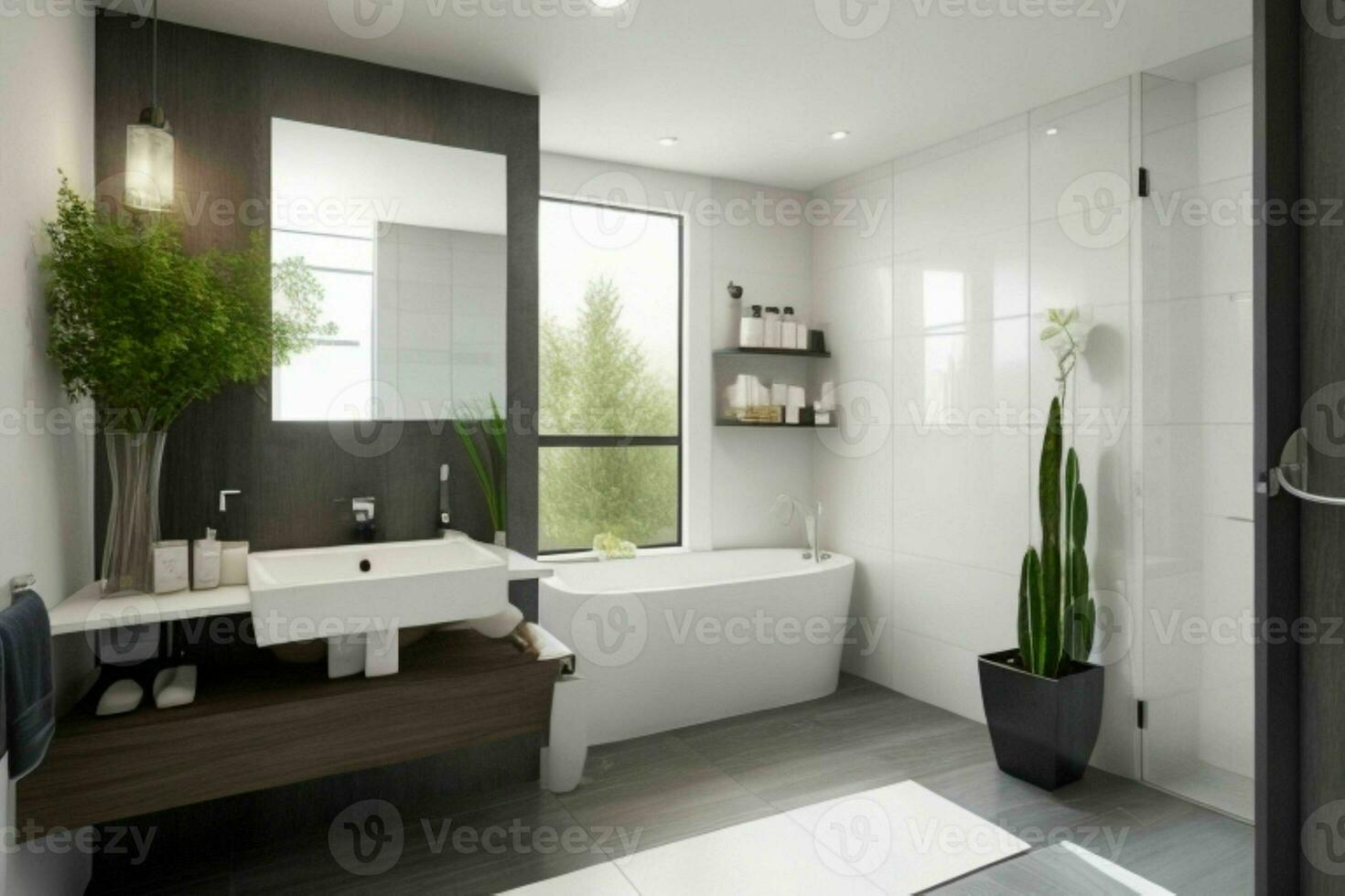 ai généré moderne style salle de bains. pro photo