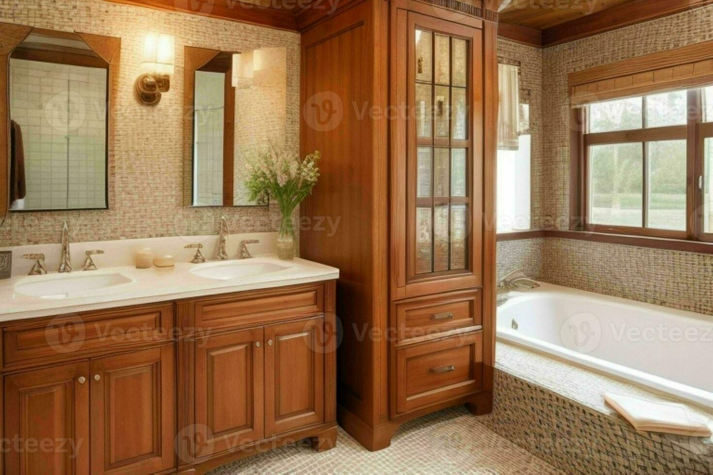 ai généré traditionnel style salle de bains. pro photo