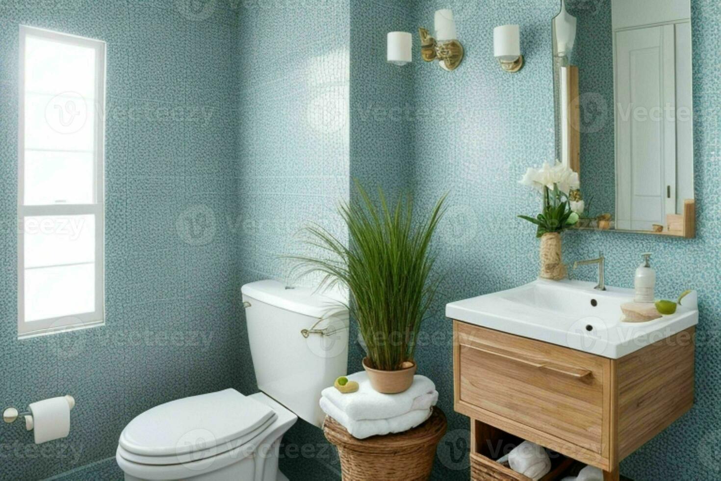 ai généré éclectique style salle de bains. pro photo