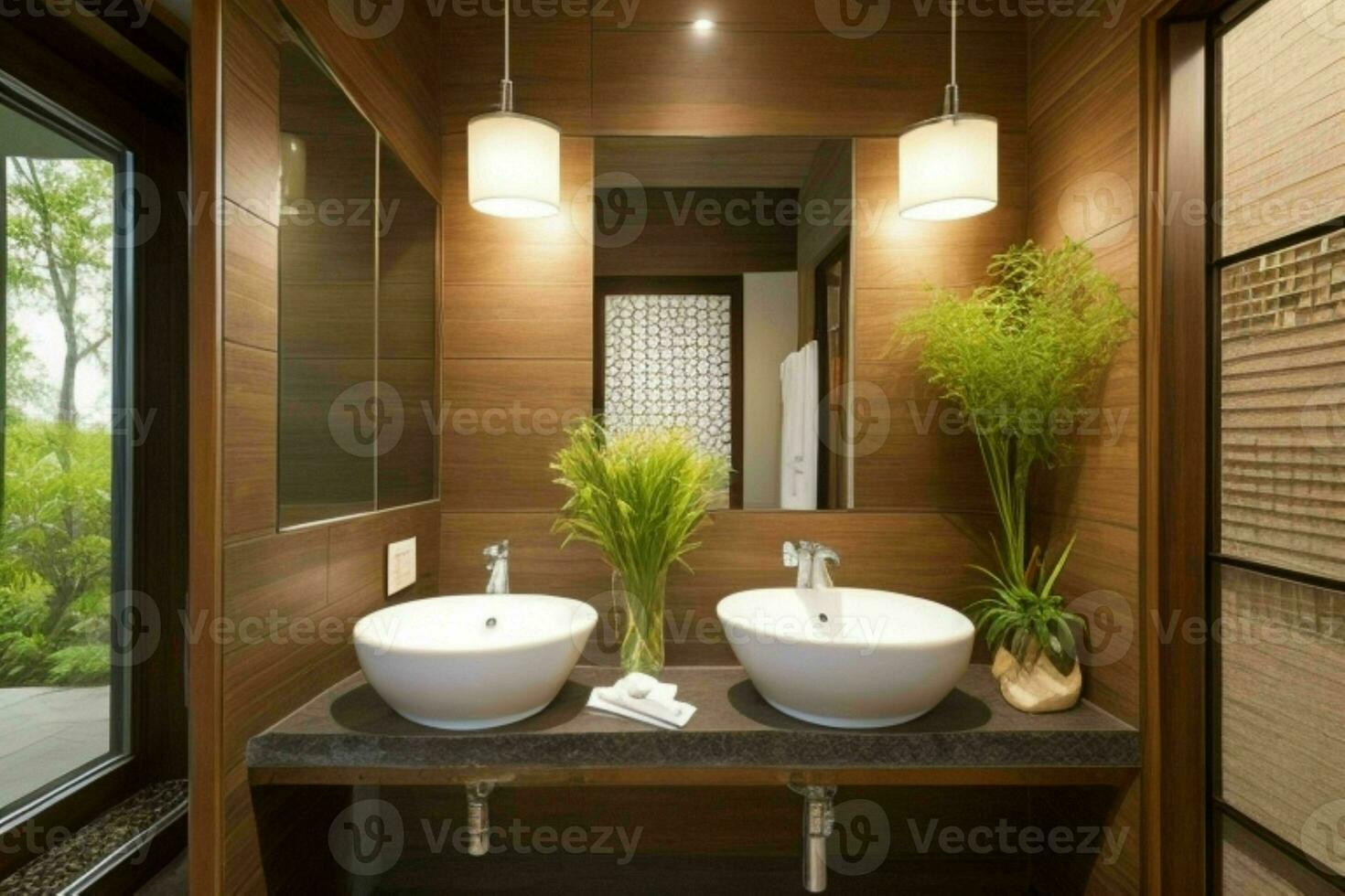 ai généré asiatique style salle de bains. pro photo