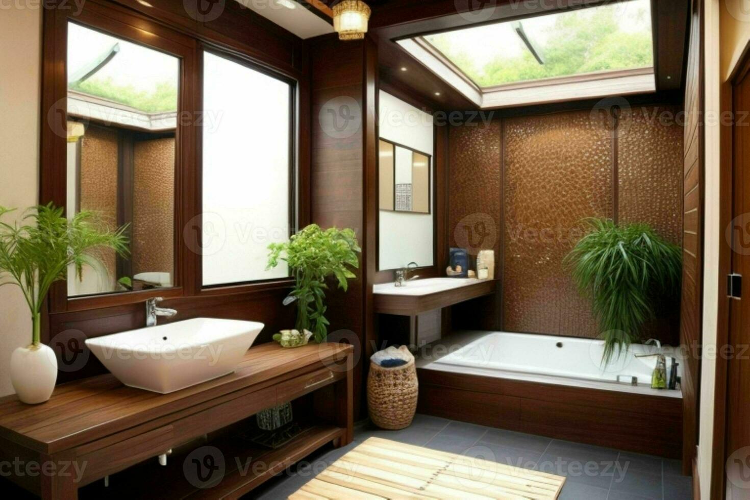 ai généré asiatique style salle de bains. pro photo