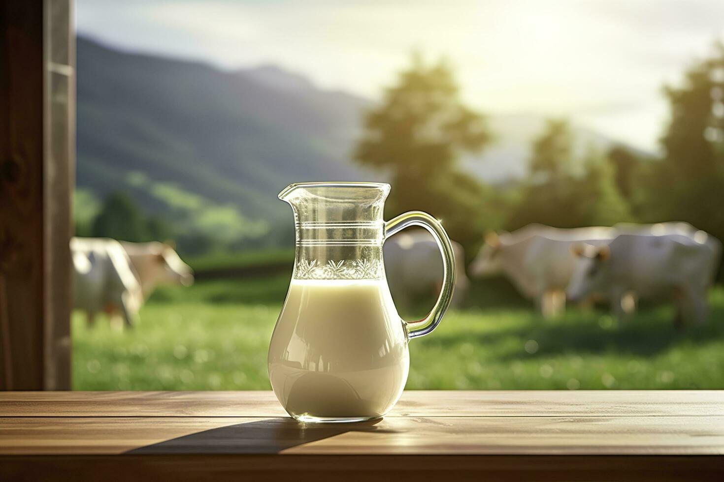 ai généré verre lanceur avec Frais Lait sur une en bois tableau. ai généré photo