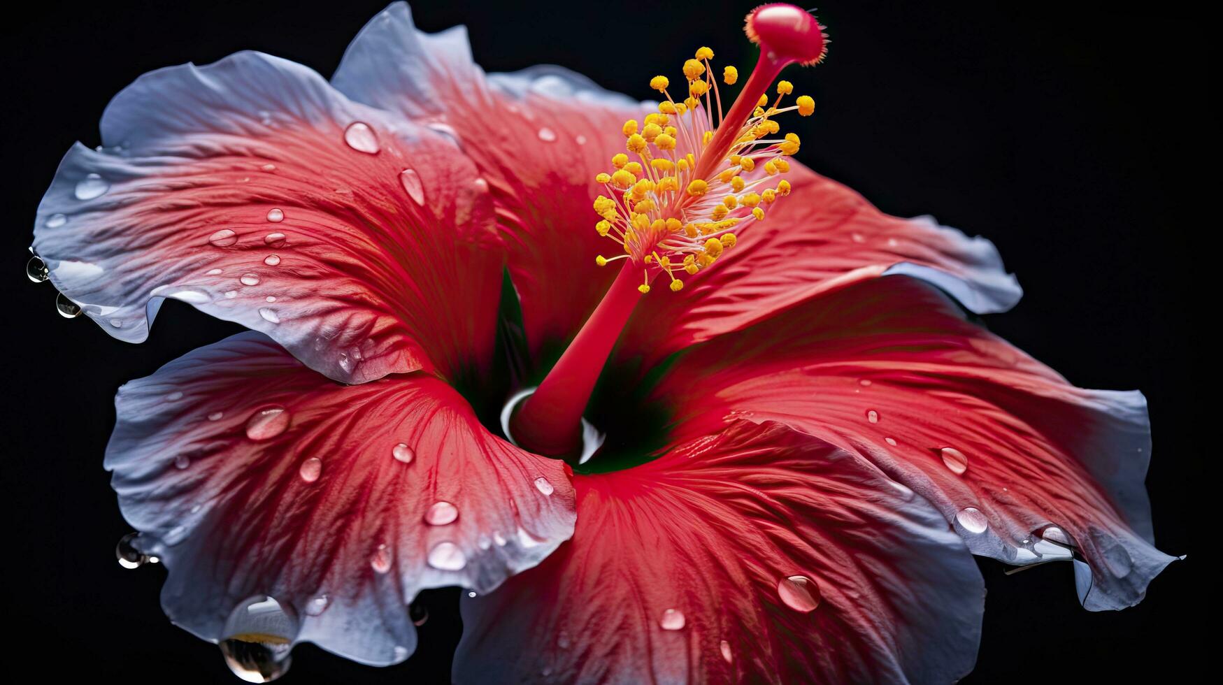 ai généré une hibiscus fleur avec une noir fond.ai généré. photo