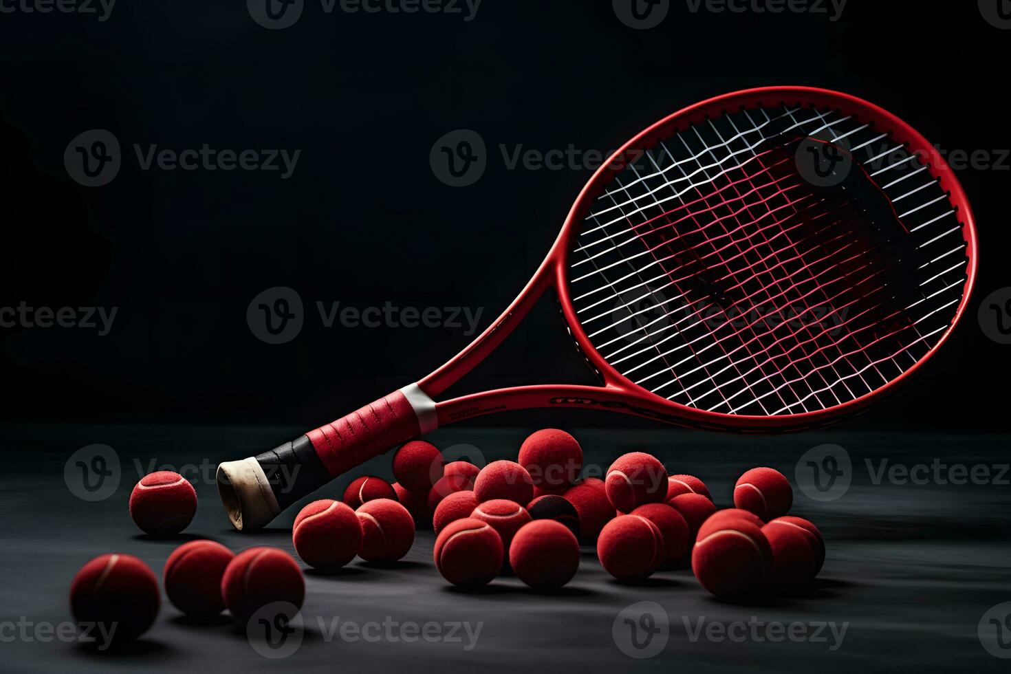 ai généré une coup de une tennis raquette et une tennis balle. neural réseau ai généré photo