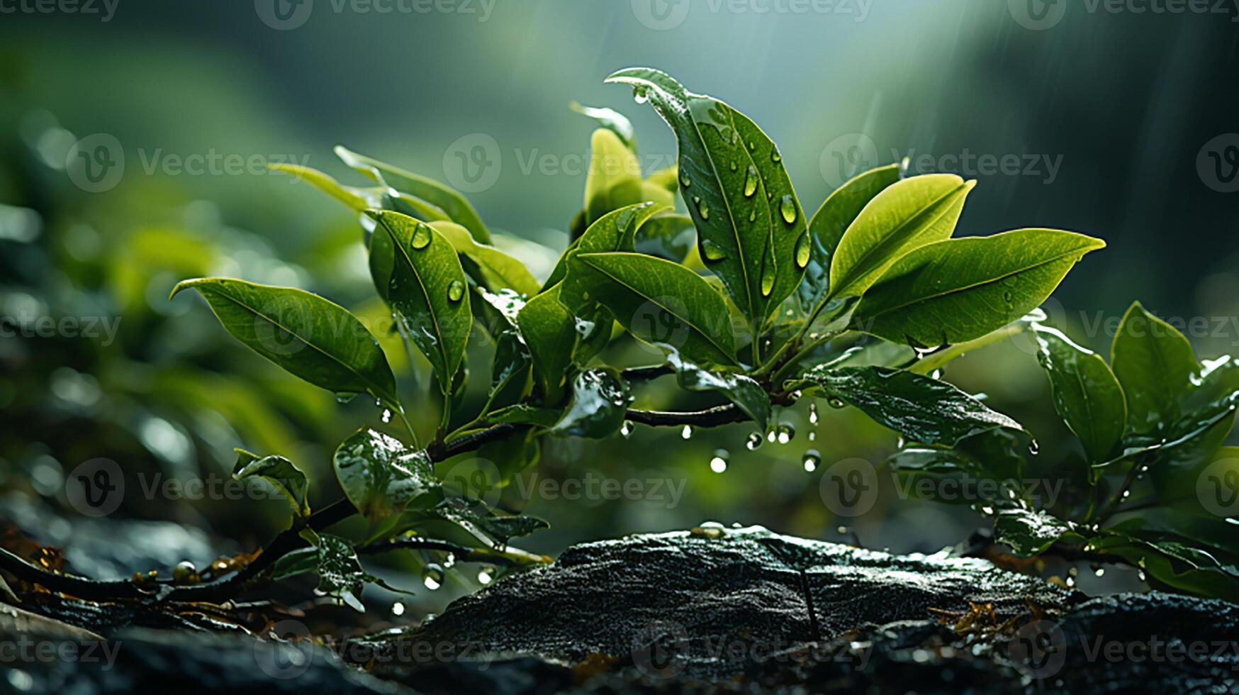 ai généré une plante avec l'eau gouttelettes sur il photo