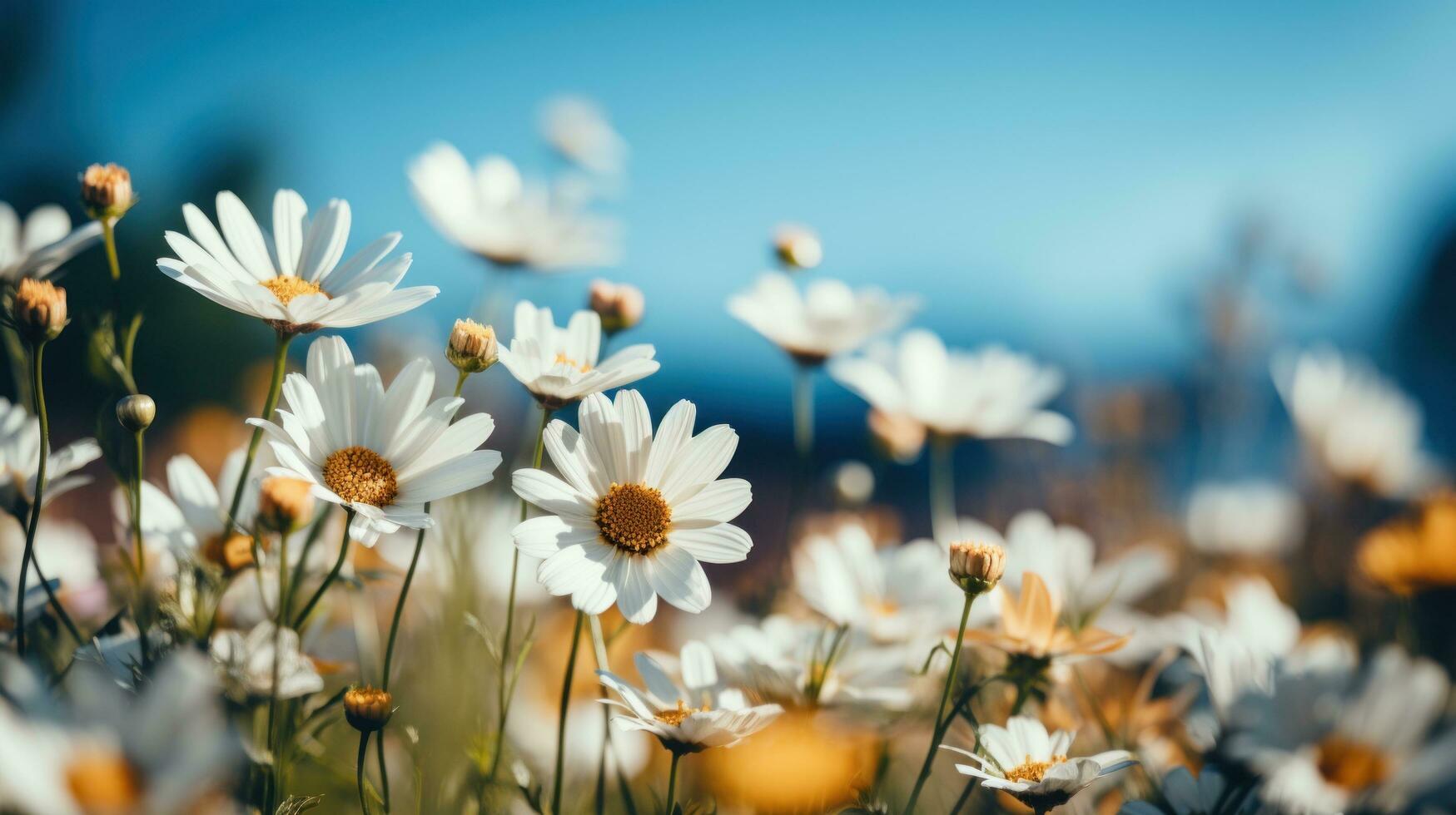 ai généré serein Prairie avec épanouissement fleurs, offre ample copie espace pour texte photo