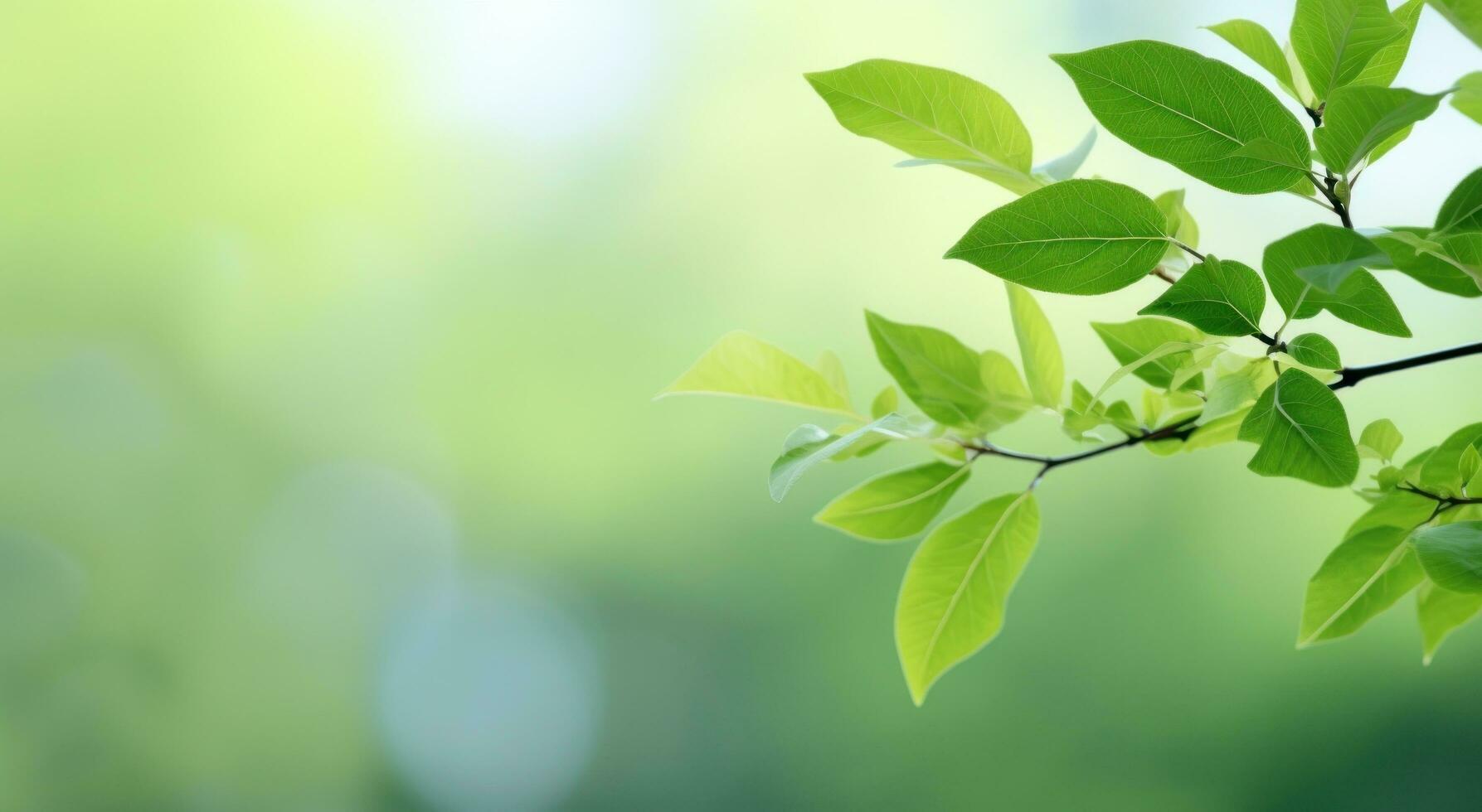 ai généré vert branches sur le feuillu branches avec lumière du soleil. photo