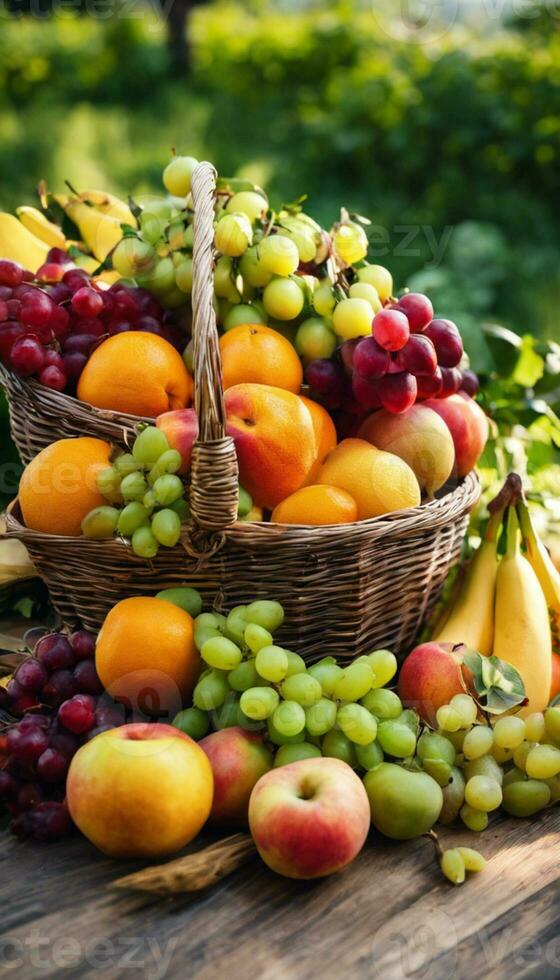 ai généré la nature corne d'abondance des fruits panier délice photo