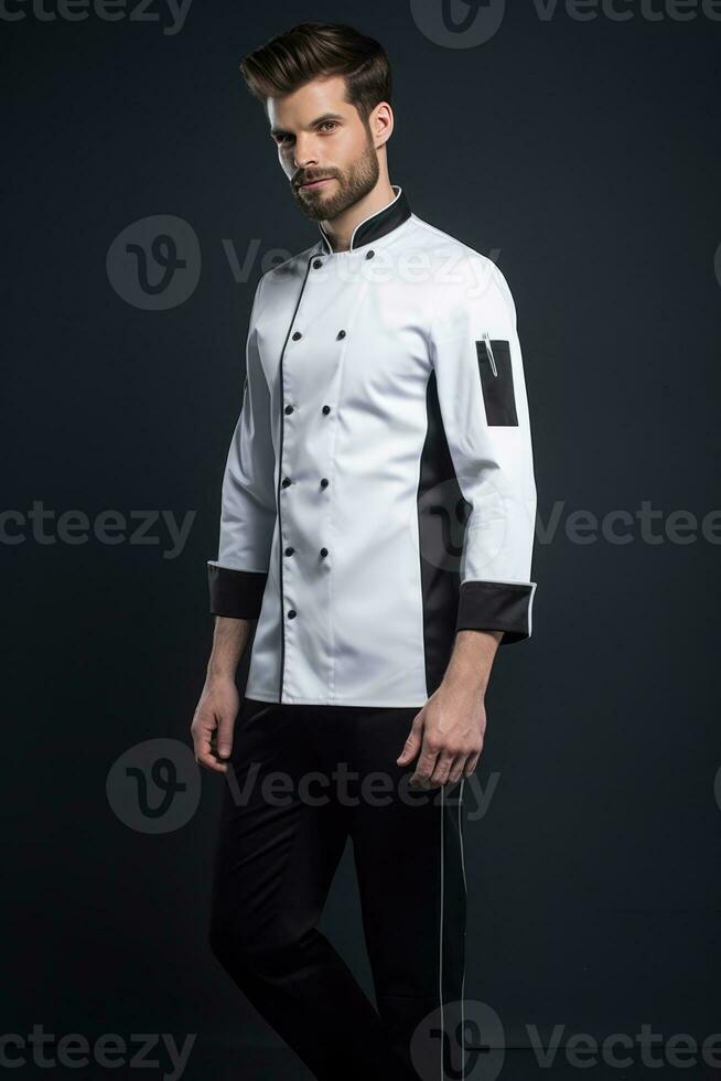 ai généré professionnel chef dans cuisine uniforme photo