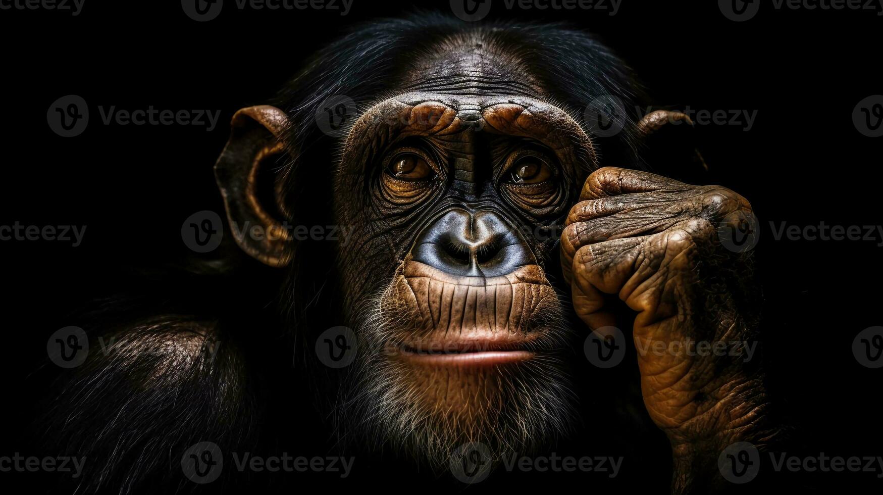 ai généré réalité photo ennui singe primate animal chimpanzé
