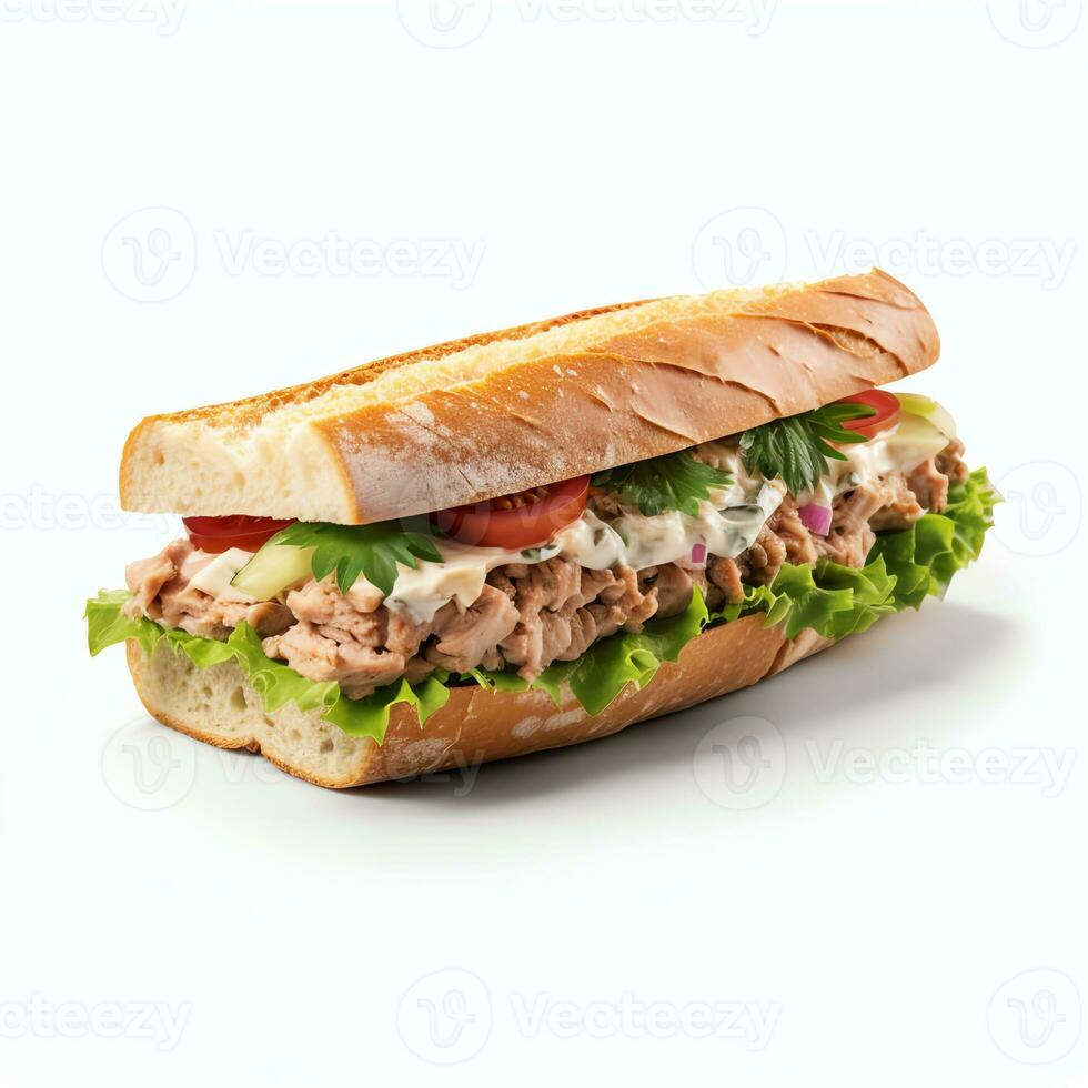 ai généré thon et saucisse sandwich réel photo photoréaliste