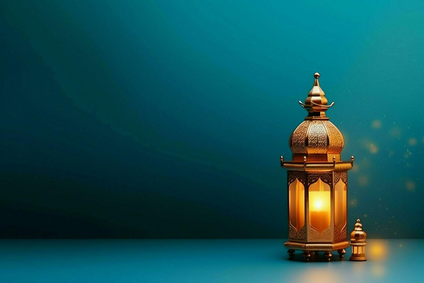 eid mubarak et Ramadan kareem salutations avec islamique lanterne et mosquée. eid Al fitr Contexte. eid Al fitr Contexte de fenêtre concept par ai généré photo