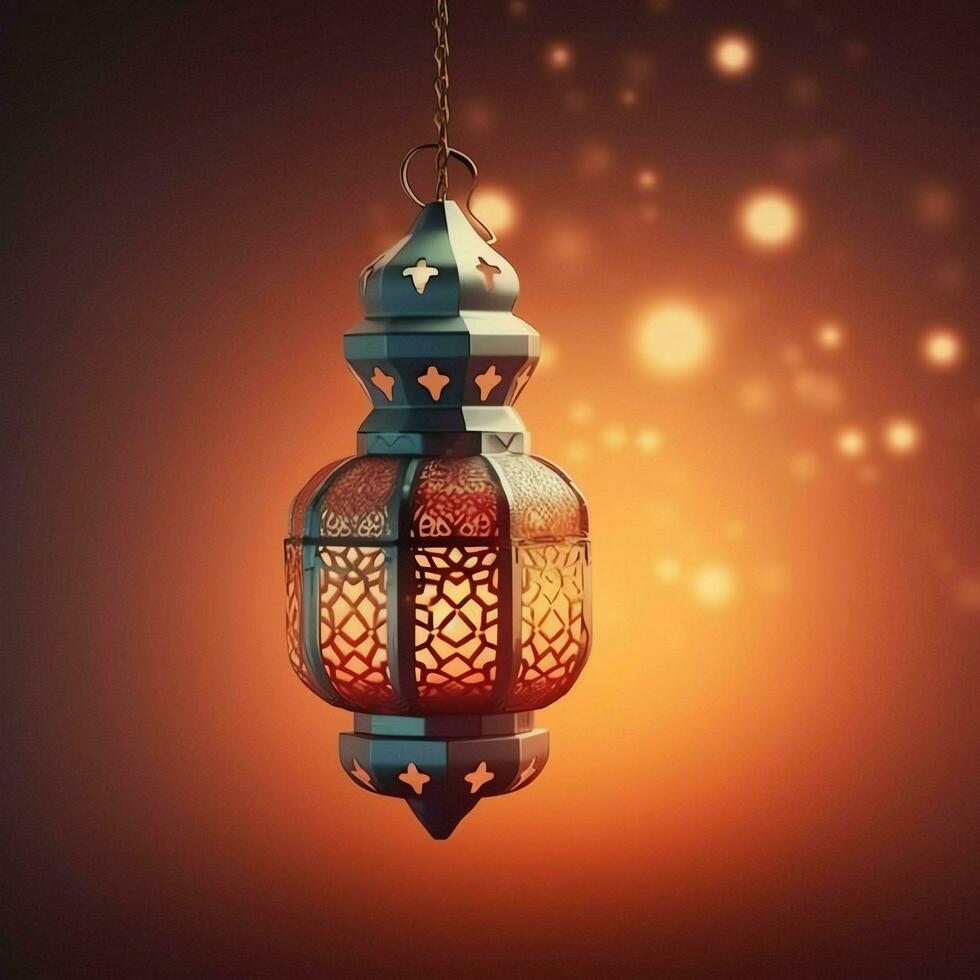 eid mubarak et Ramadan kareem salutations avec islamique lanterne et mosquée. eid Al fitr Contexte. eid Al fitr Contexte de fenêtre concept par ai généré photo