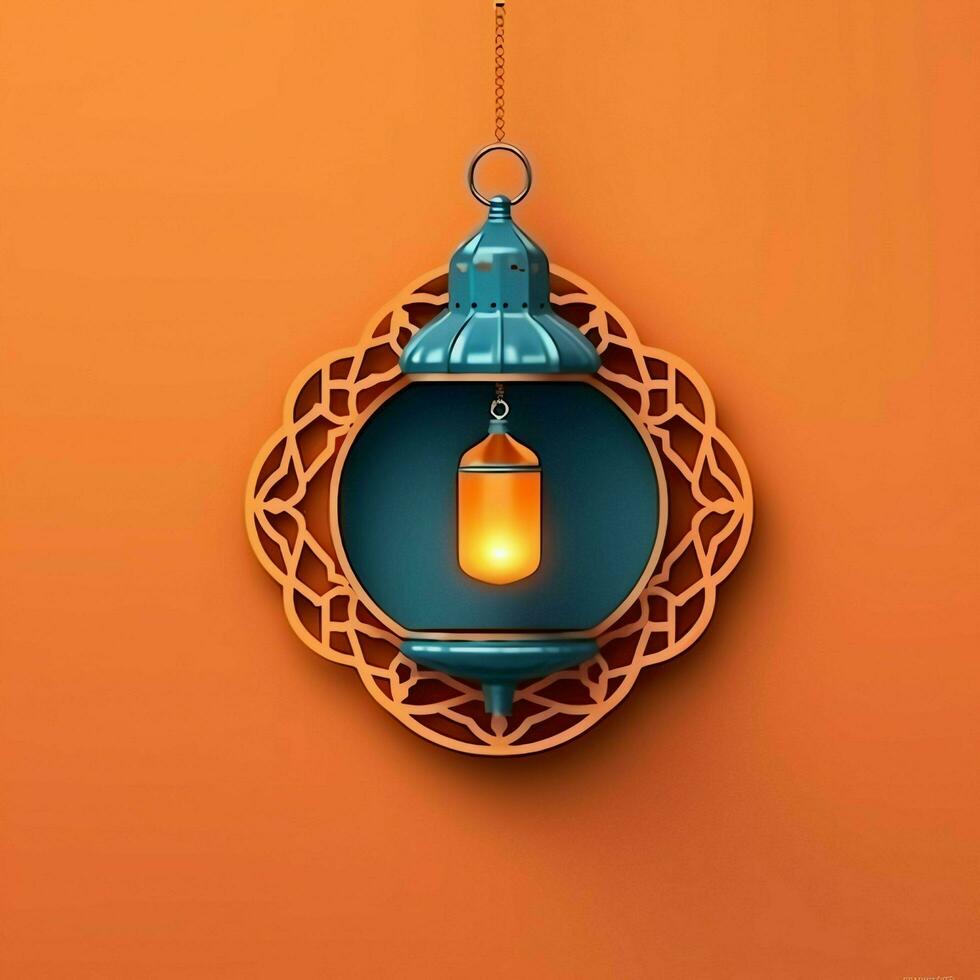 eid mubarak et Ramadan kareem salutations avec islamique lanterne et mosquée. eid Al fitr Contexte. eid Al fitr Contexte de fenêtre concept par ai généré photo