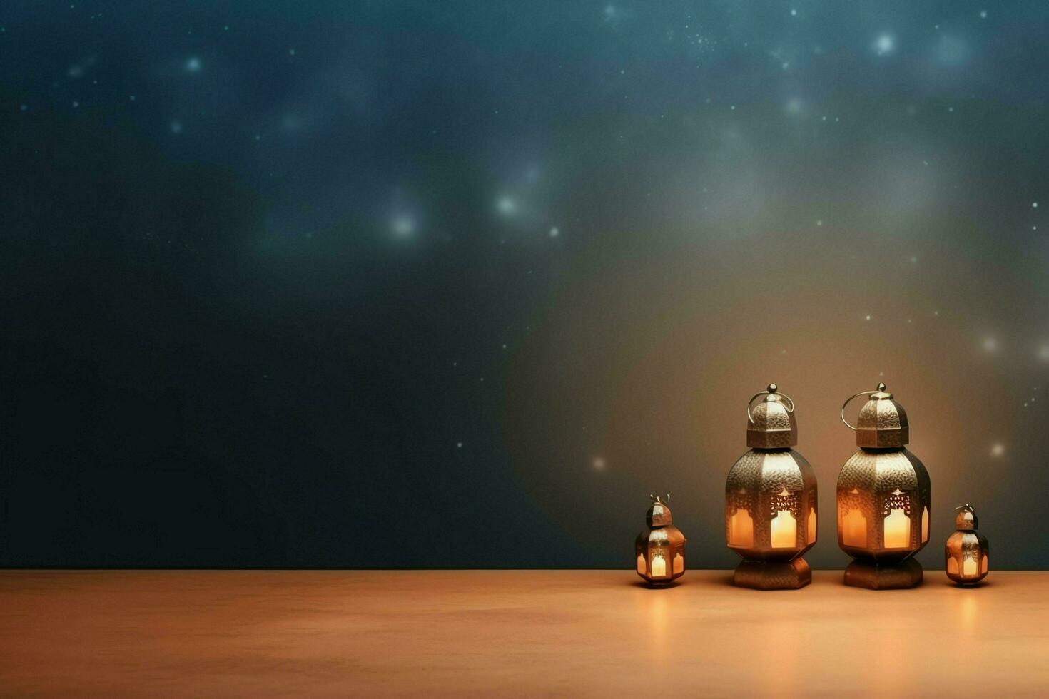 eid mubarak et Ramadan kareem salutations avec islamique lanterne et mosquée. eid Al fitr Contexte. eid Al fitr Contexte de fenêtre concept par ai généré photo