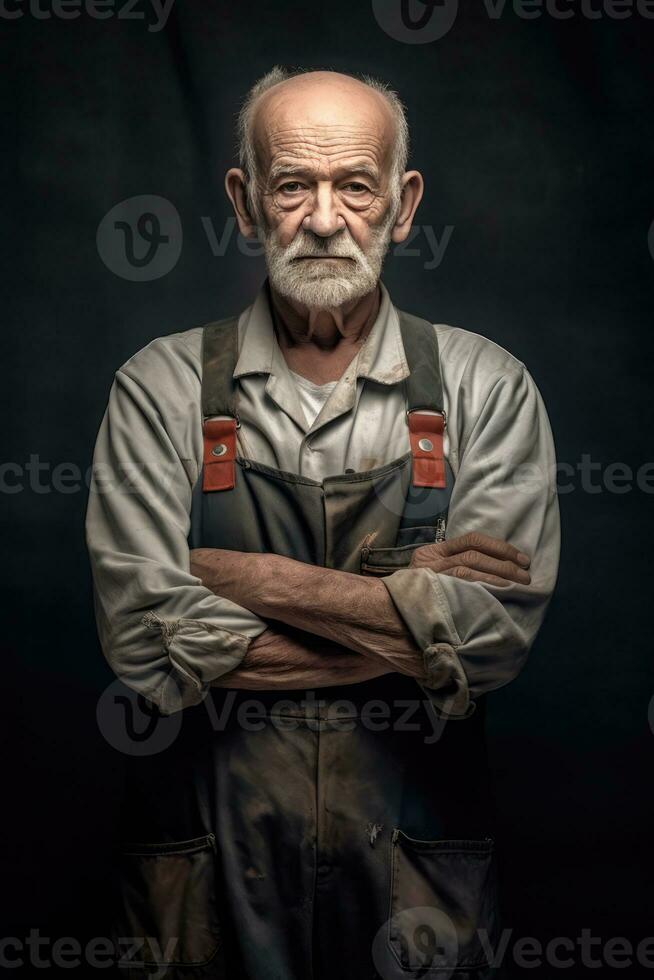 ai généré le vieux homme avec les rides et une gros ventre bouton - portrait photo