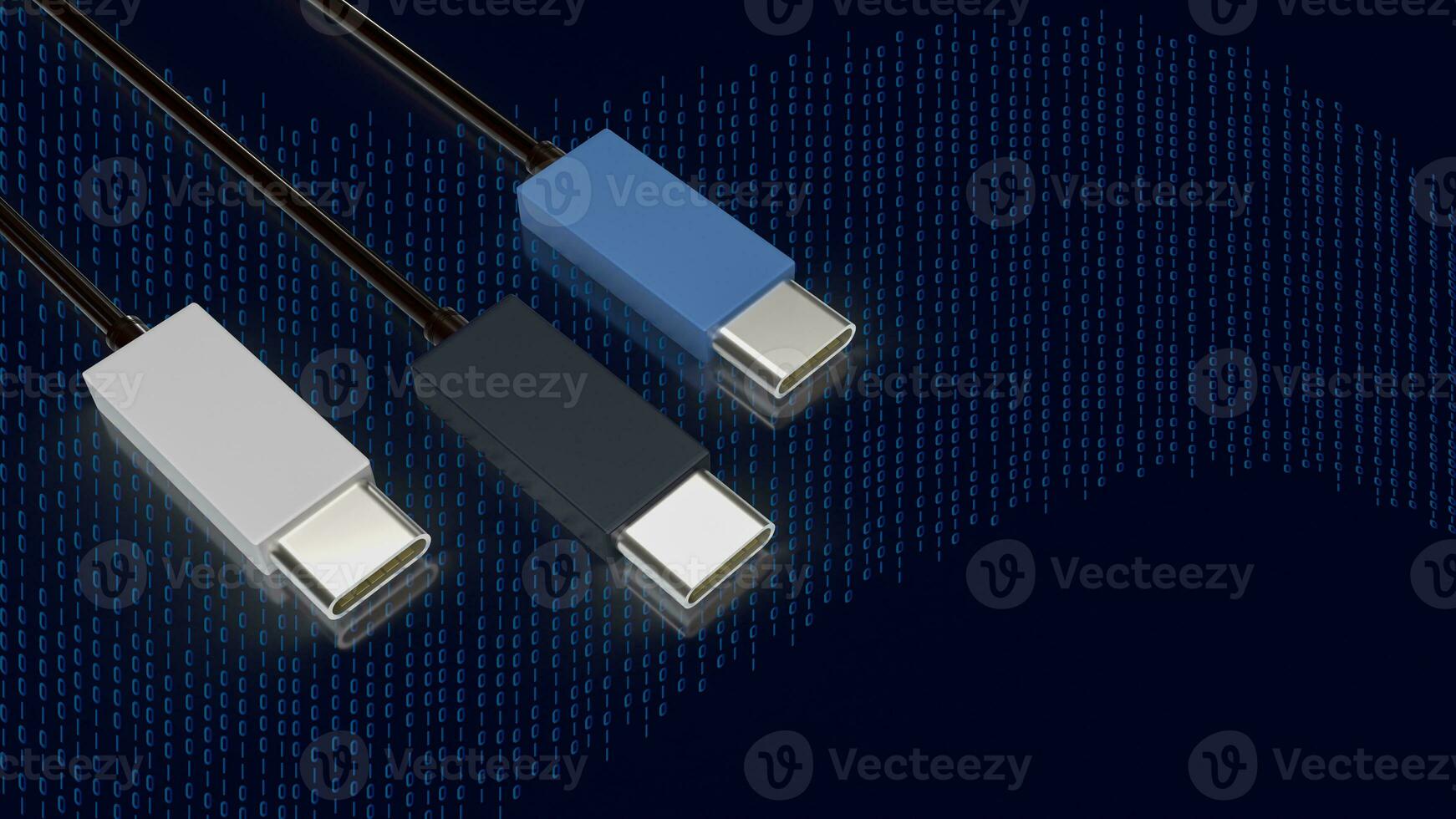 le USB type c câble pour La technologie concept 3d le rendu. photo