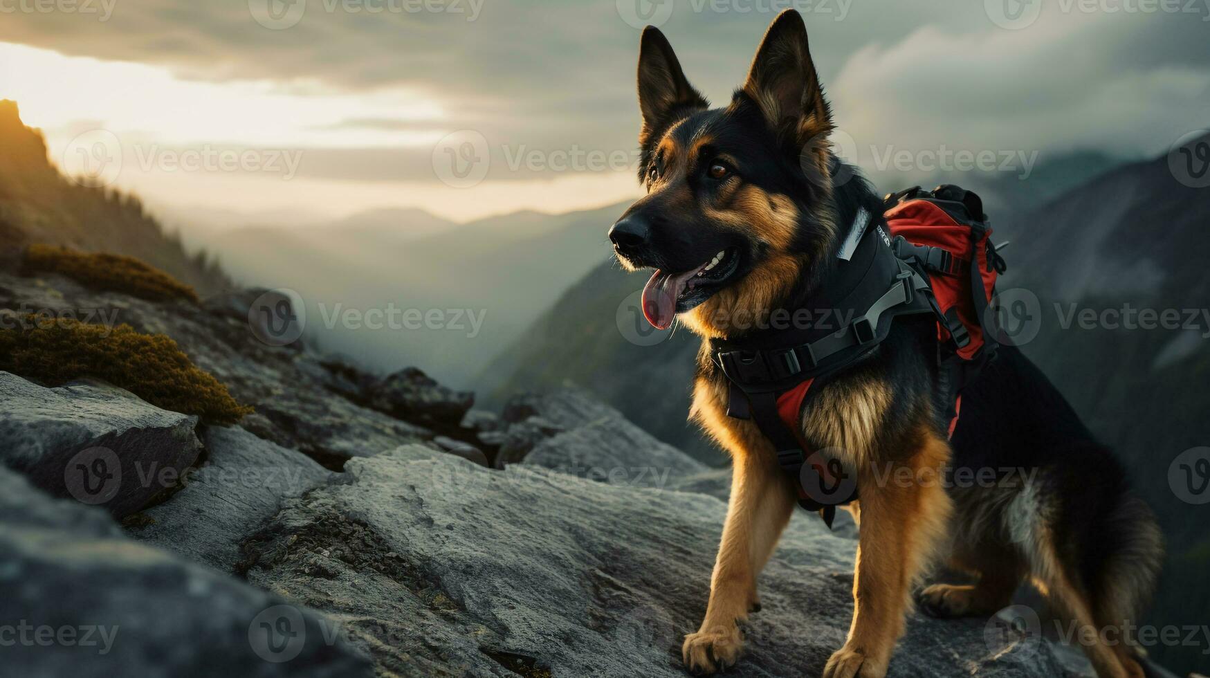 ai généré photo de une déterminé chercher et porter secours chien. génératif ai