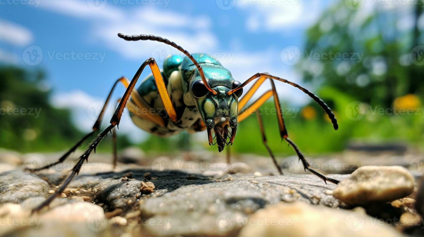 ai généré photo de tigre scarabée sur une sol. génératif ai