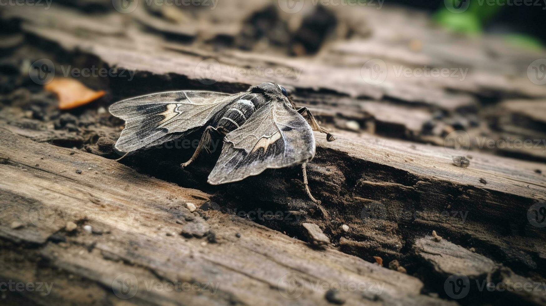 ai généré photo de ver du chêne papillon de nuit sur une sol. génératif ai