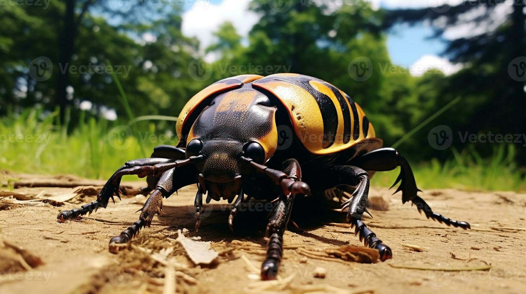 ai généré photo de Goliath scarabée sur une sol. génératif ai