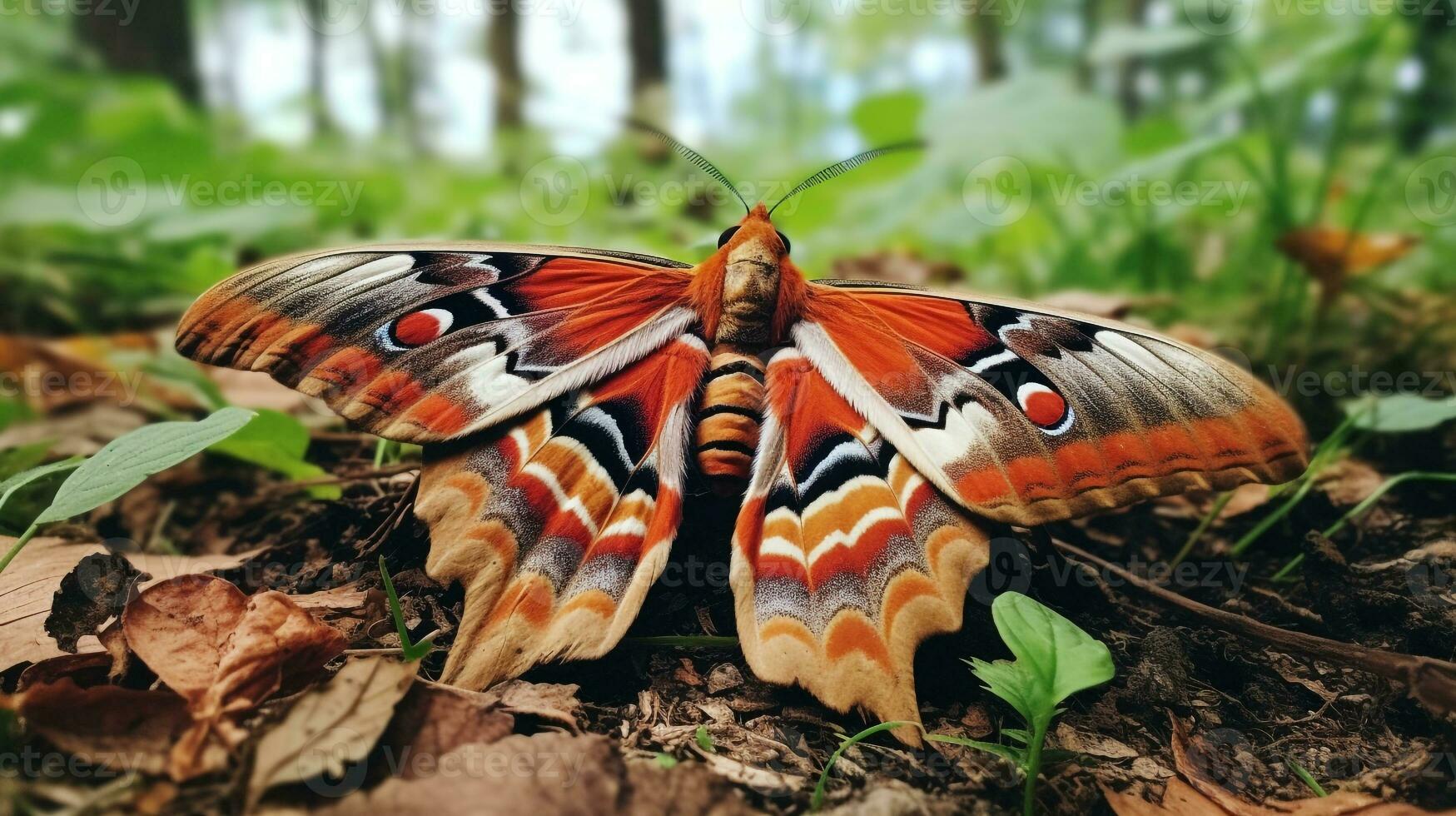 ai généré photo de atlas papillon de nuit sur une sol. génératif ai